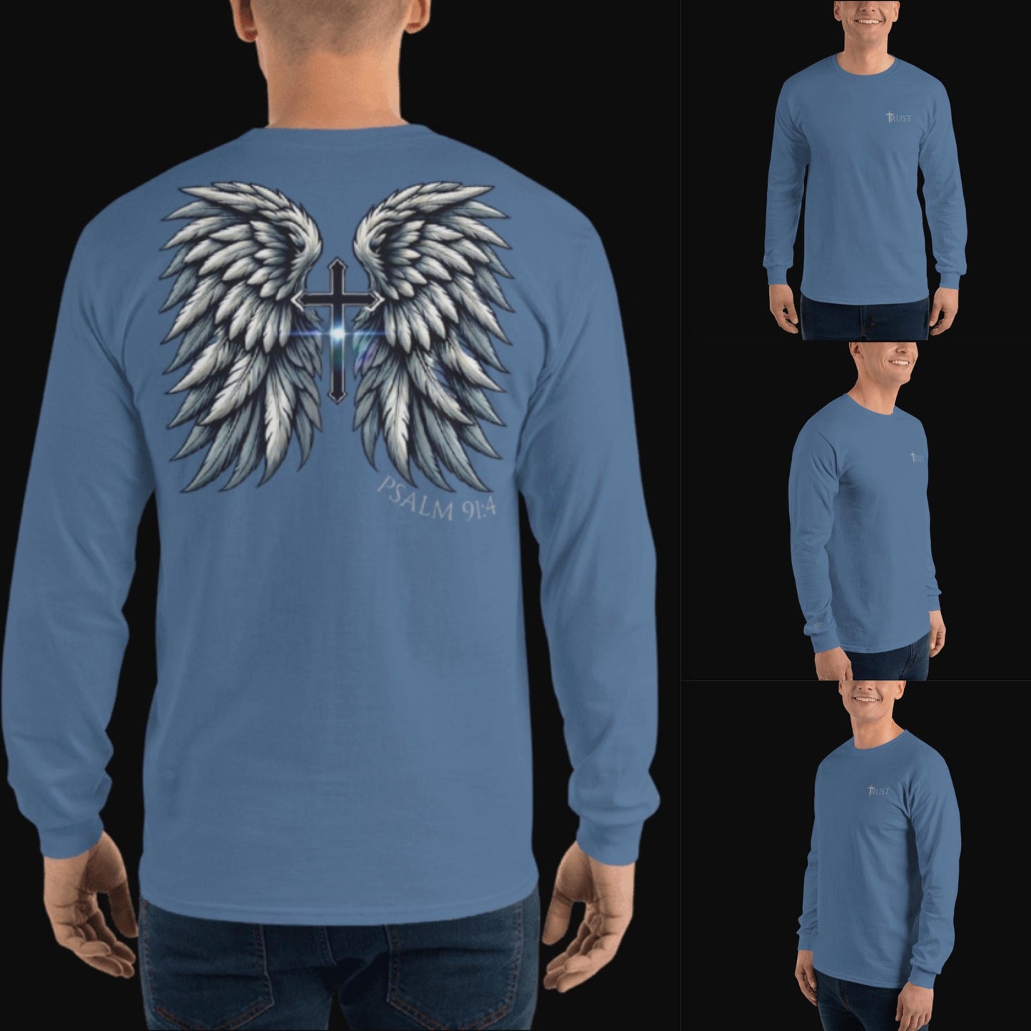 TRUST - Wings Series Unisex Long Sleeve Shirt, Angel Wings Tee, Christian Apparel, Christian Wear