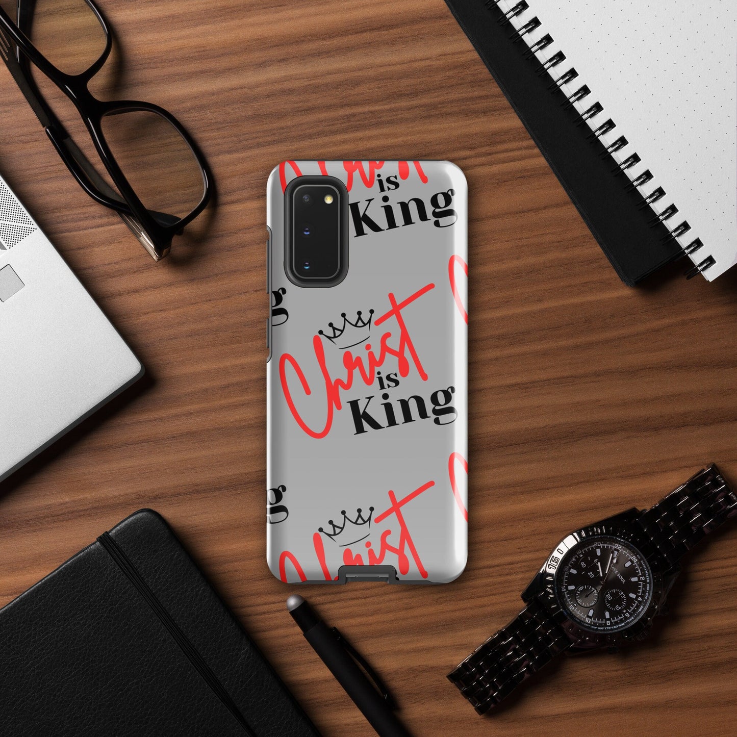 Christ is King Tough case for Samsung® Silver - S21, S22, S23, S24 Series, Jesus Samsung Case, Christian Samsung Case, Designer Samsung Case