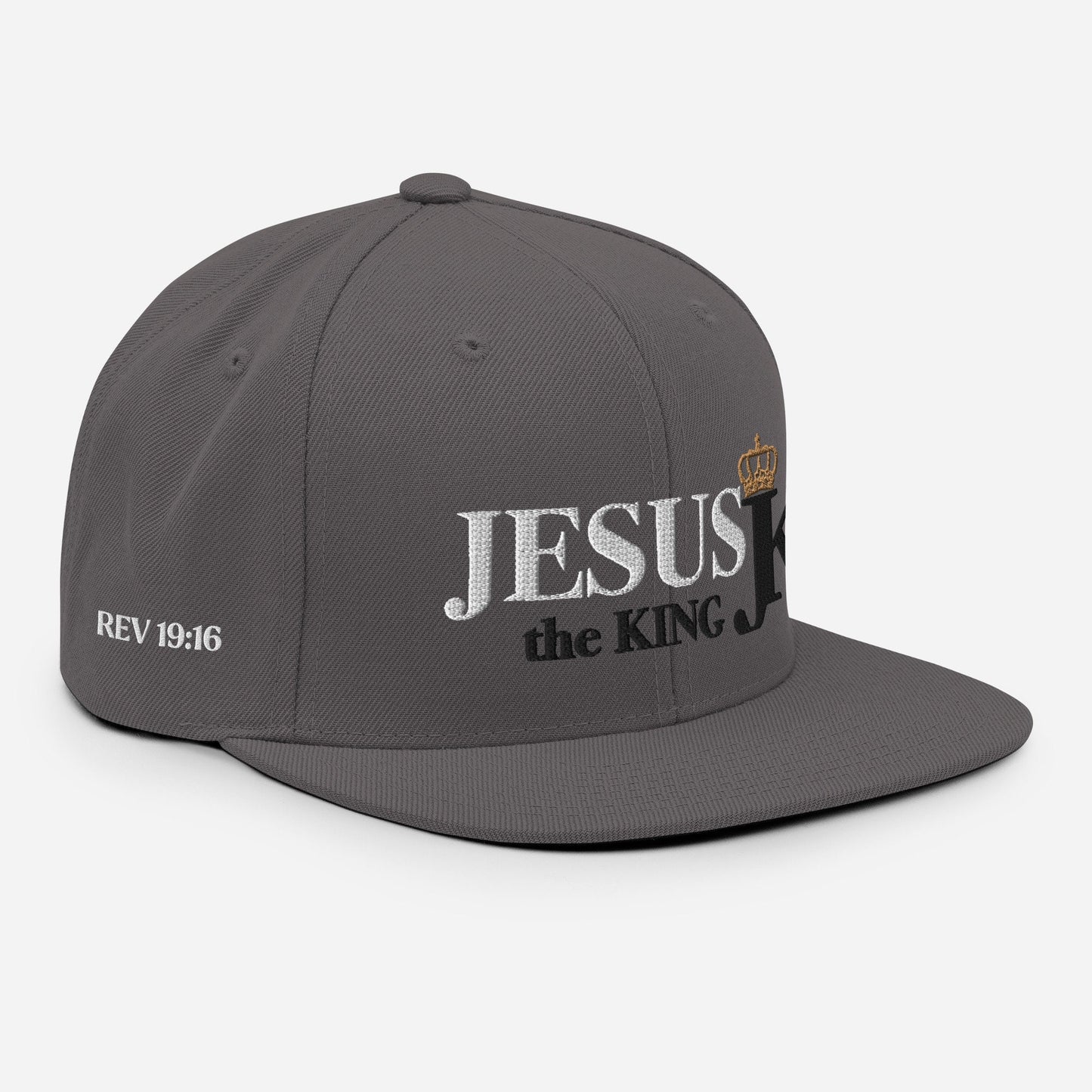 Jesus the King Snapback Hat, King Jesus Hat, Jesus King Cap, JK Snapback hat, Jesus King Hat (Black letters)