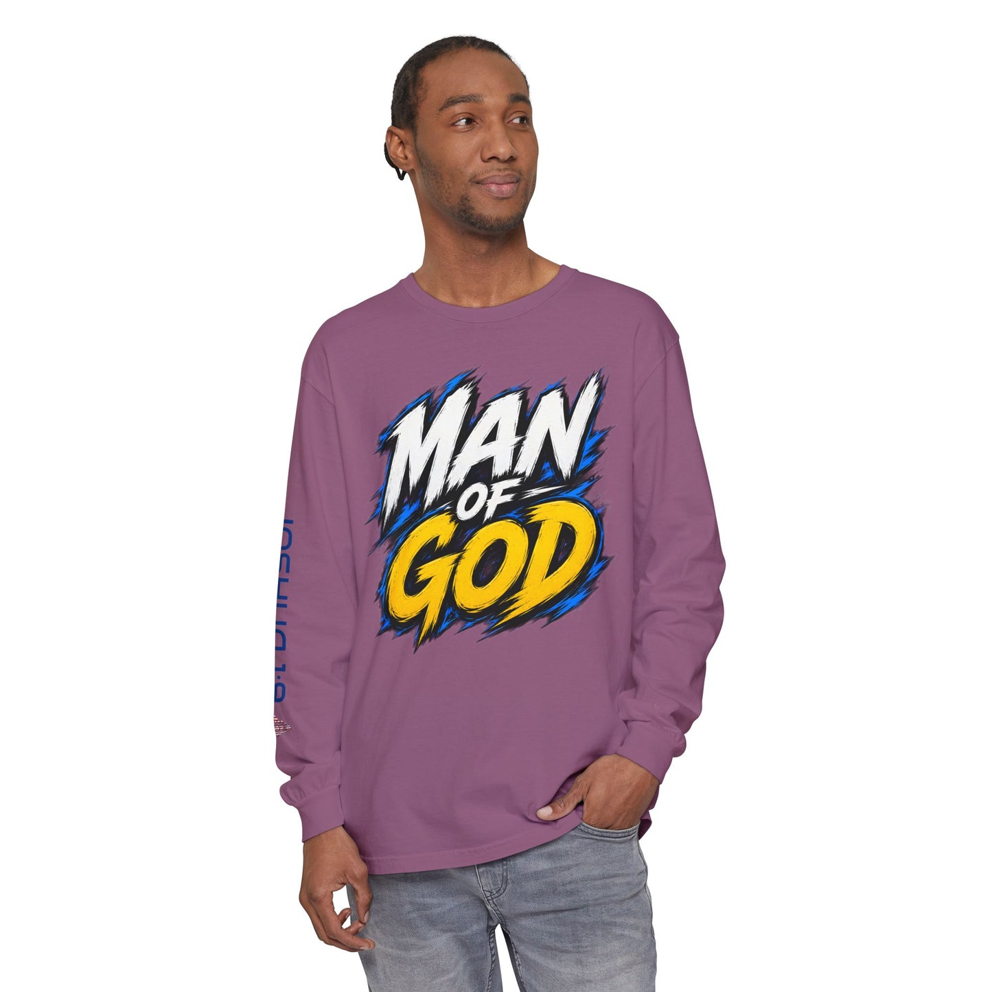 Man of God Graphic Long Sleeve Shirt | Christian Faith Message