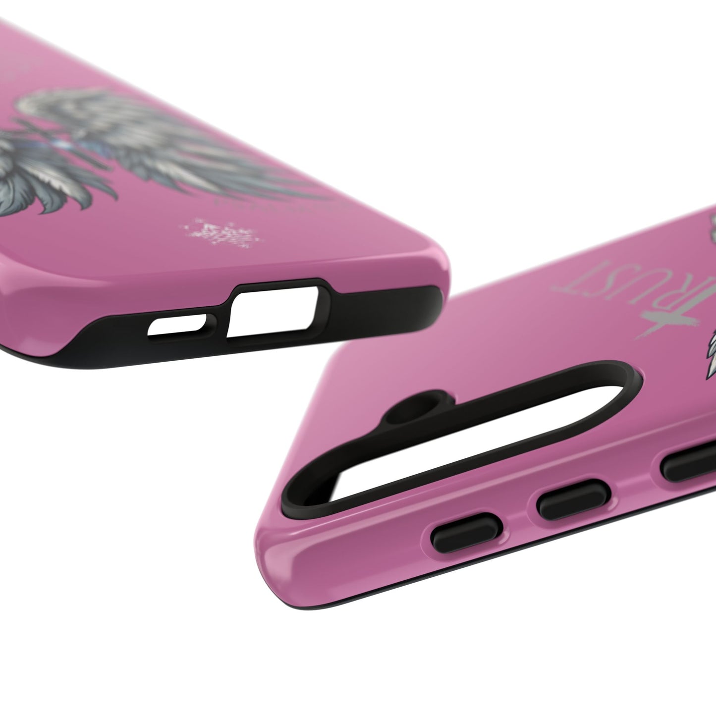 Wings Series Pink Phone Case - Trust, Psalm 91:4 Design, Inspirational Gift, Christian Accessories, Spiritual Protection, Encouragement