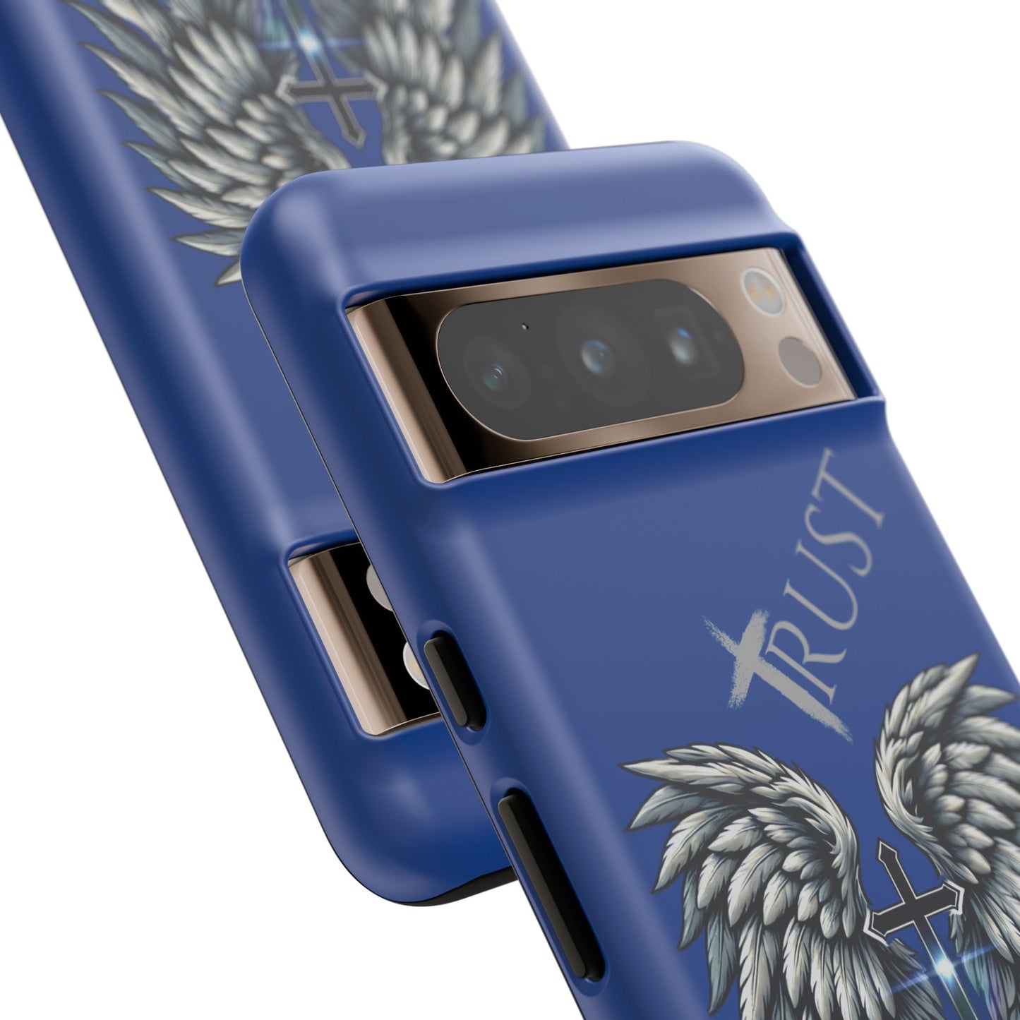 Wings Series Blue Phone Case - Trust, Psalm 91:4 Design, Inspirational Gift, Christian Accessories, Spiritual Protection, Encouragement