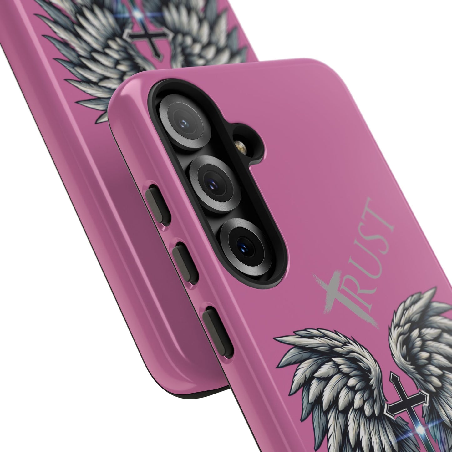 Wings Series Pink Phone Case - Trust, Psalm 91:4 Design, Inspirational Gift, Christian Accessories, Spiritual Protection, Encouragement