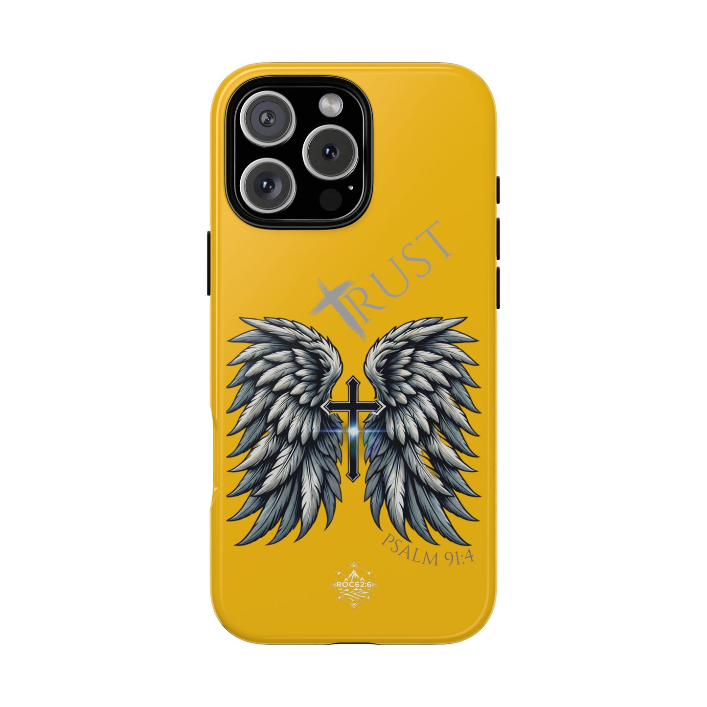 Wings Series Gold Phone Case - Trust, Psalm 91:4 Design, Inspirational Gift, Christian Accessories, Spiritual Protection, Encouragement