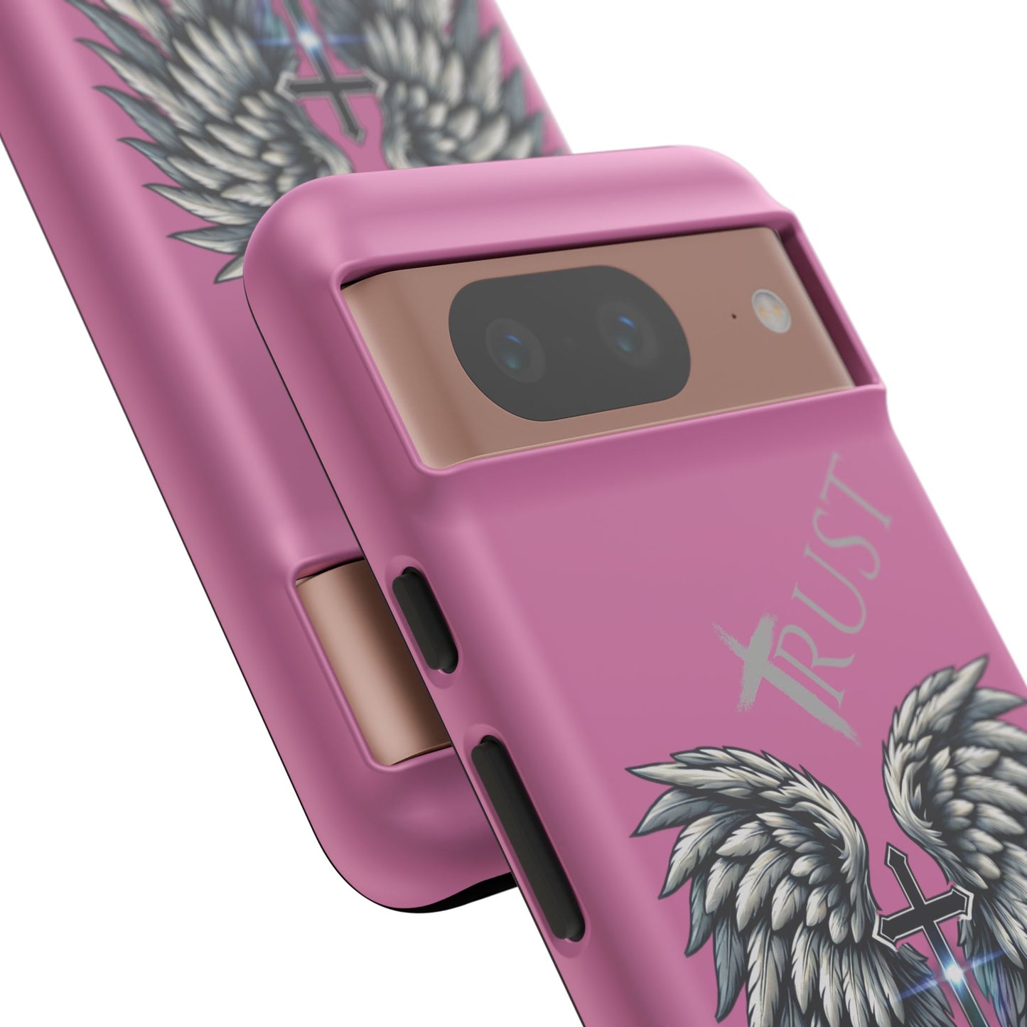 Wings Series Pink Phone Case - Trust, Psalm 91:4 Design, Inspirational Gift, Christian Accessories, Spiritual Protection, Encouragement