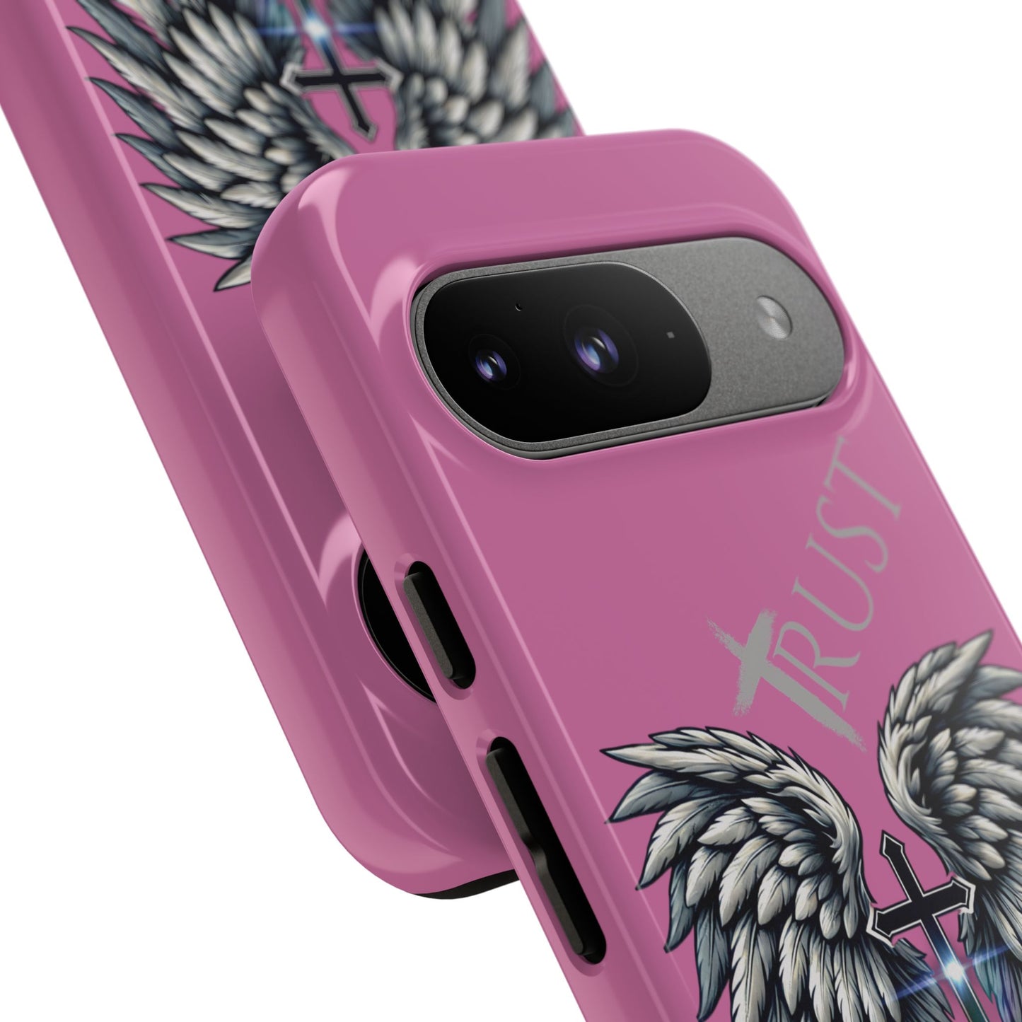 Wings Series Pink Phone Case - Trust, Psalm 91:4 Design, Inspirational Gift, Christian Accessories, Spiritual Protection, Encouragement