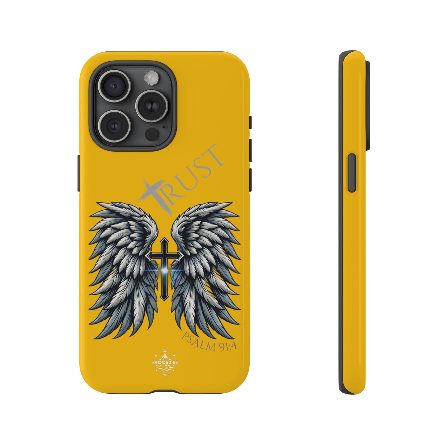 Wings Series Gold Phone Case - Trust, Psalm 91:4 Design, Inspirational Gift, Christian Accessories, Spiritual Protection, Encouragement
