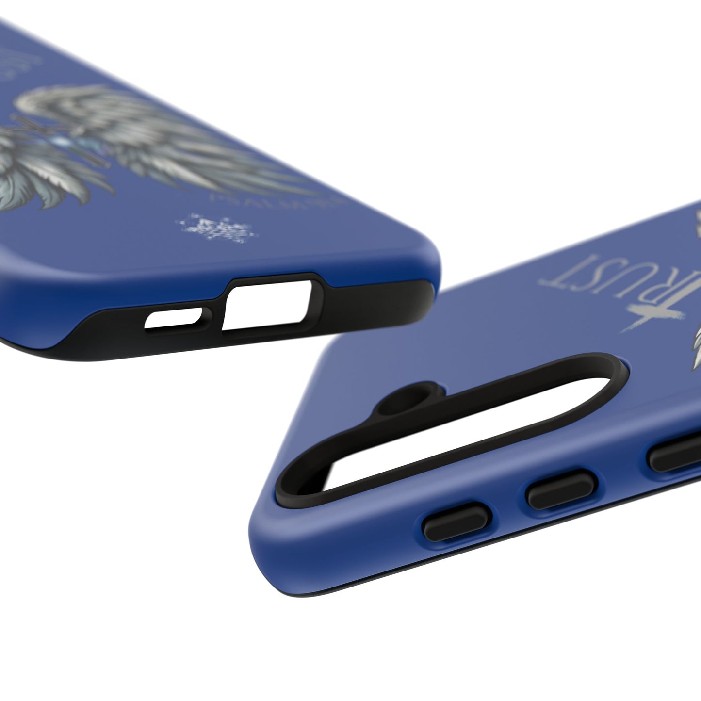 Wings Series Blue Phone Case - Trust, Psalm 91:4 Design, Inspirational Gift, Christian Accessories, Spiritual Protection, Encouragement