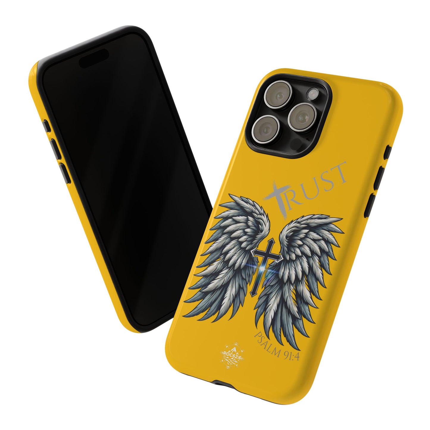 Wings Series Gold Phone Case - Trust, Psalm 91:4 Design, Inspirational Gift, Christian Accessories, Spiritual Protection, Encouragement