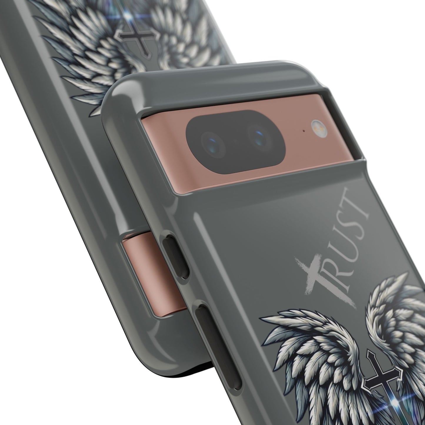 Wings Series Dark Grey Phone Case - Trust, Psalm 91:4 Design, Inspirational Gift, Christian Accessories, Spiritual Protection, Encouragement