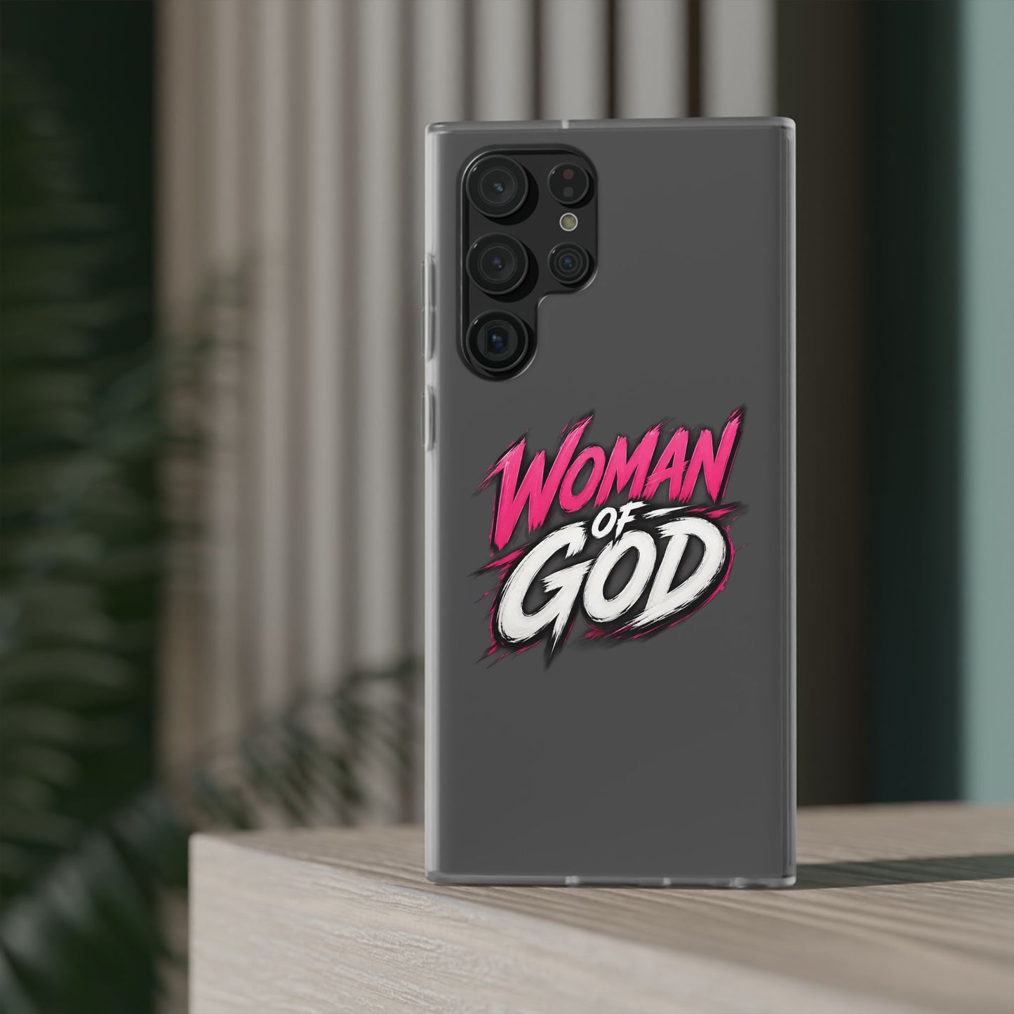 Woman of God phone case | Flexi Case, Christian faith typography - Samsung