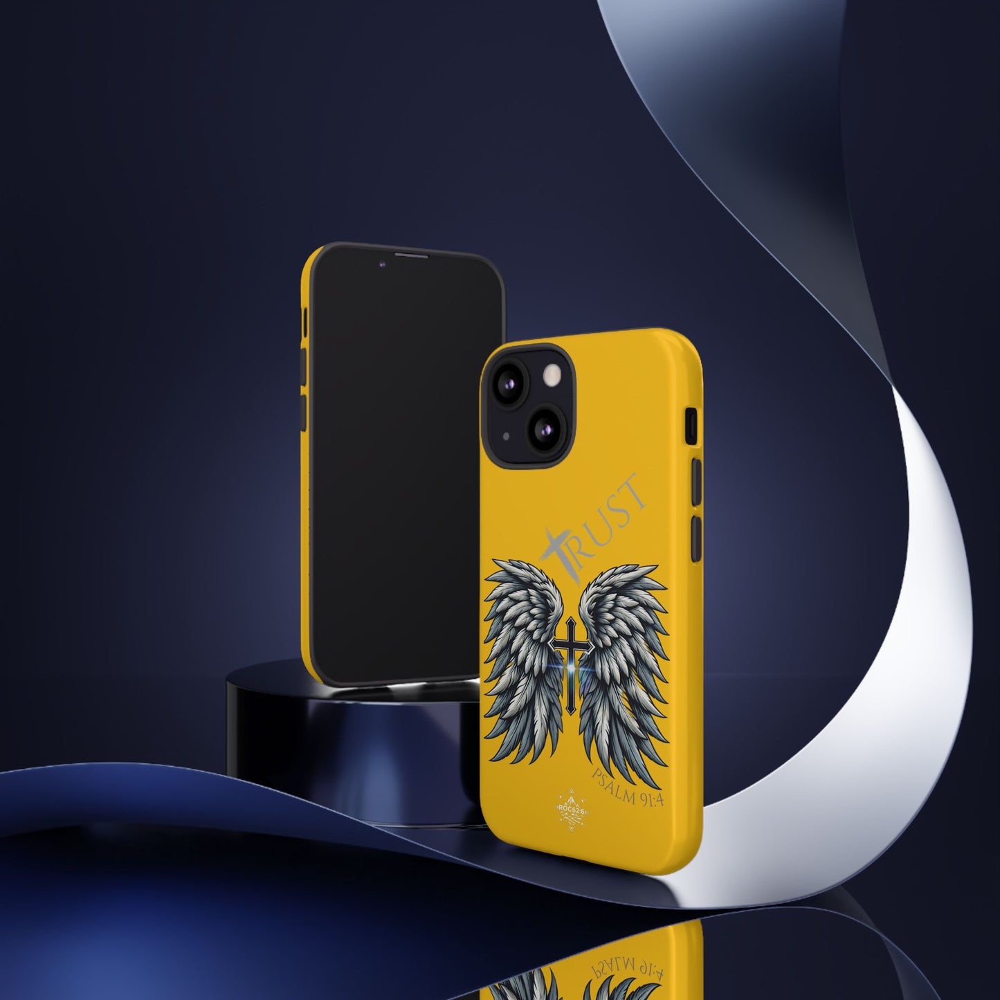 Wings Series Gold Phone Case - Trust, Psalm 91:4 Design, Inspirational Gift, Christian Accessories, Spiritual Protection, Encouragement