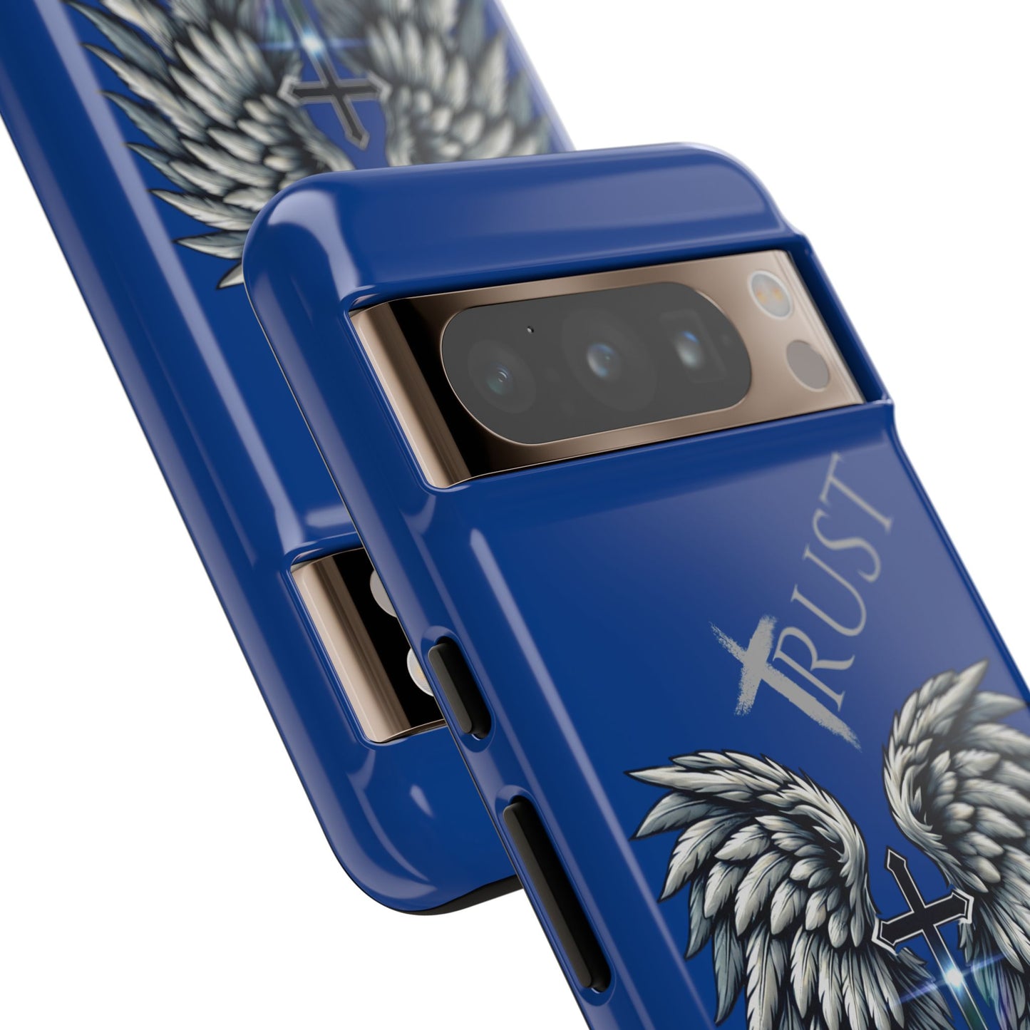 Wings Series Blue Phone Case - Trust, Psalm 91:4 Design, Inspirational Gift, Christian Accessories, Spiritual Protection, Encouragement