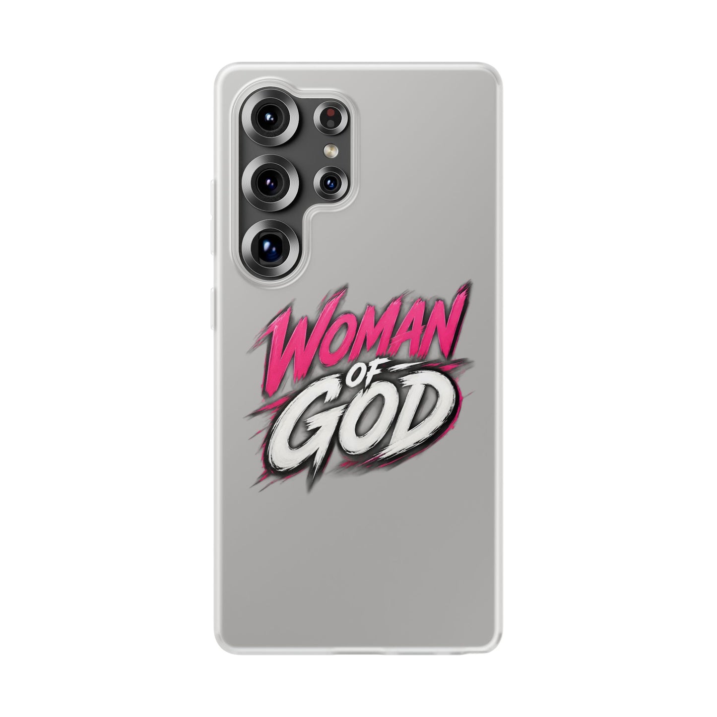 Woman of God phone case | Flexi Case, Christian faith typography - Samsung