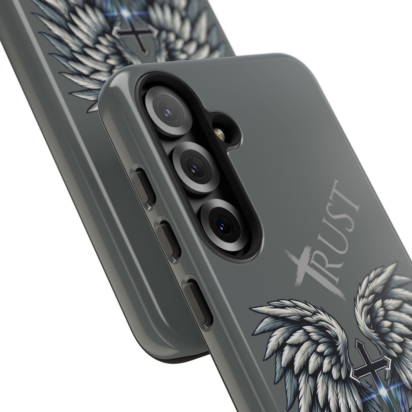 Wings Series Dark Grey Phone Case - Trust, Psalm 91:4 Design, Inspirational Gift, Christian Accessories, Spiritual Protection, Encouragement