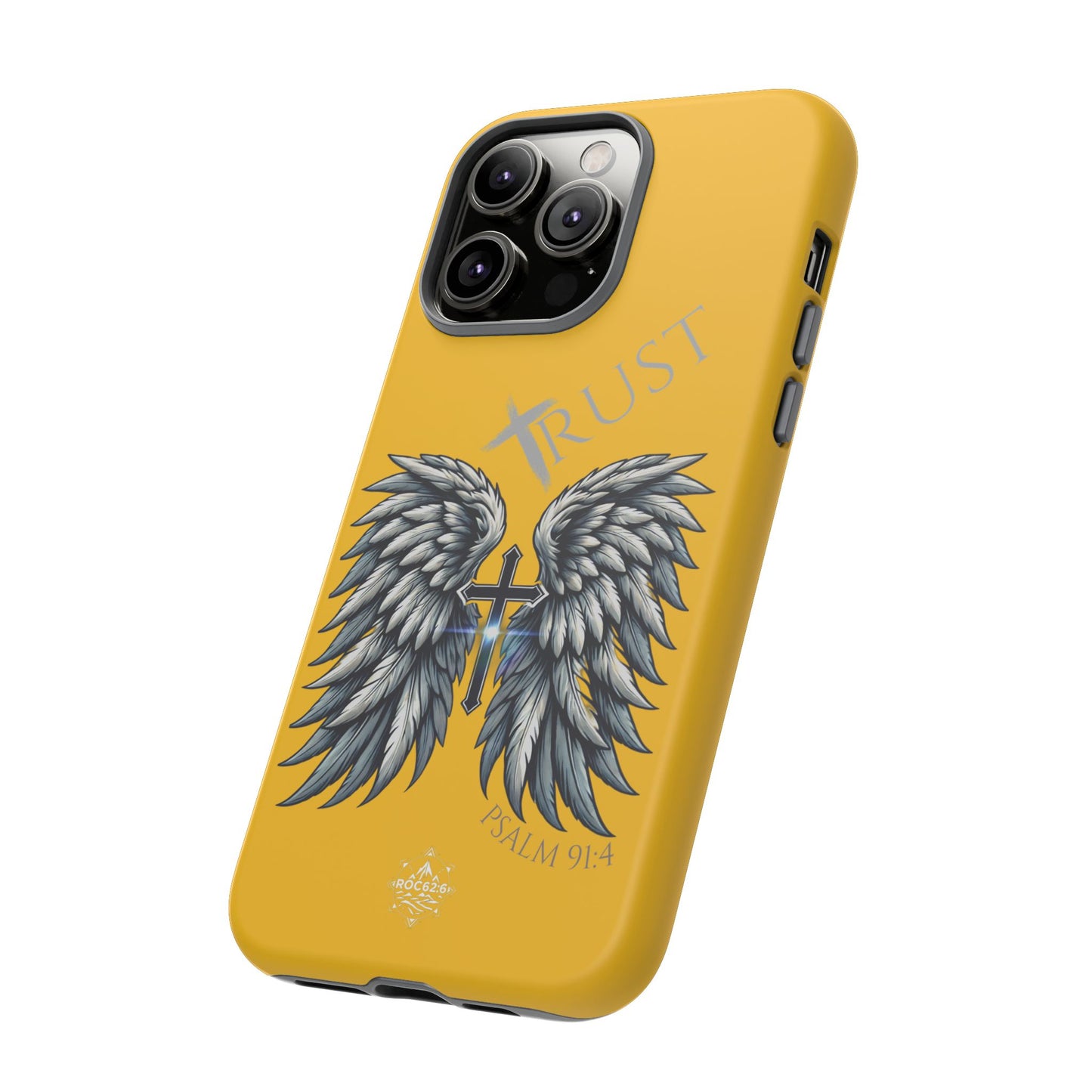 Wings Series Gold Phone Case - Trust, Psalm 91:4 Design, Inspirational Gift, Christian Accessories, Spiritual Protection, Encouragement