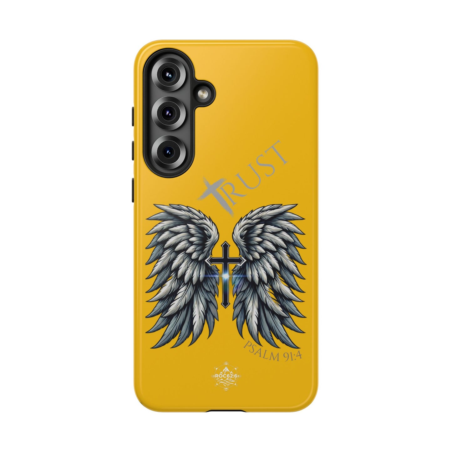 Wings Series Gold Phone Case - Trust, Psalm 91:4 Design, Inspirational Gift, Christian Accessories, Spiritual Protection, Encouragement