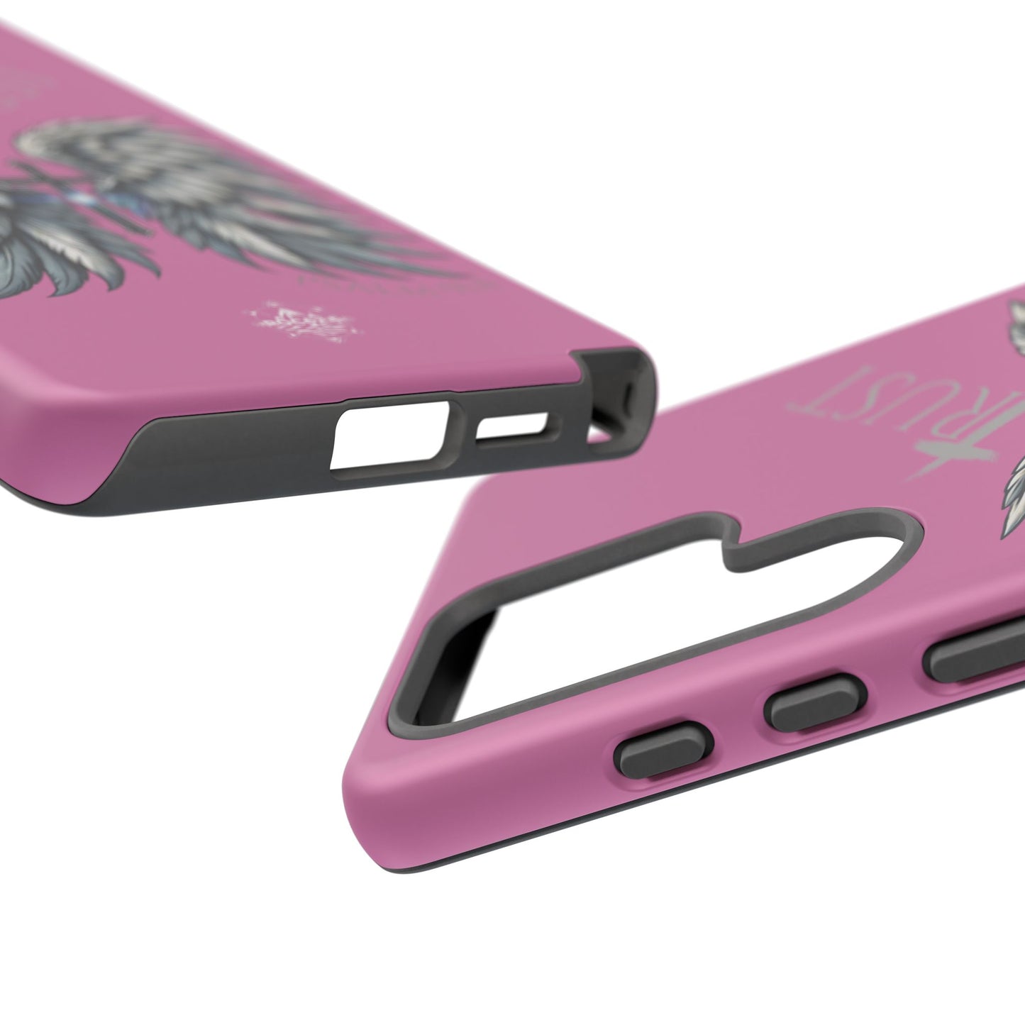 Wings Series Pink Phone Case - Trust, Psalm 91:4 Design, Inspirational Gift, Christian Accessories, Spiritual Protection, Encouragement