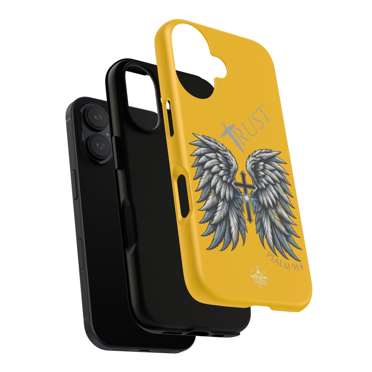 Wings Series Gold Phone Case - Trust, Psalm 91:4 Design, Inspirational Gift, Christian Accessories, Spiritual Protection, Encouragement