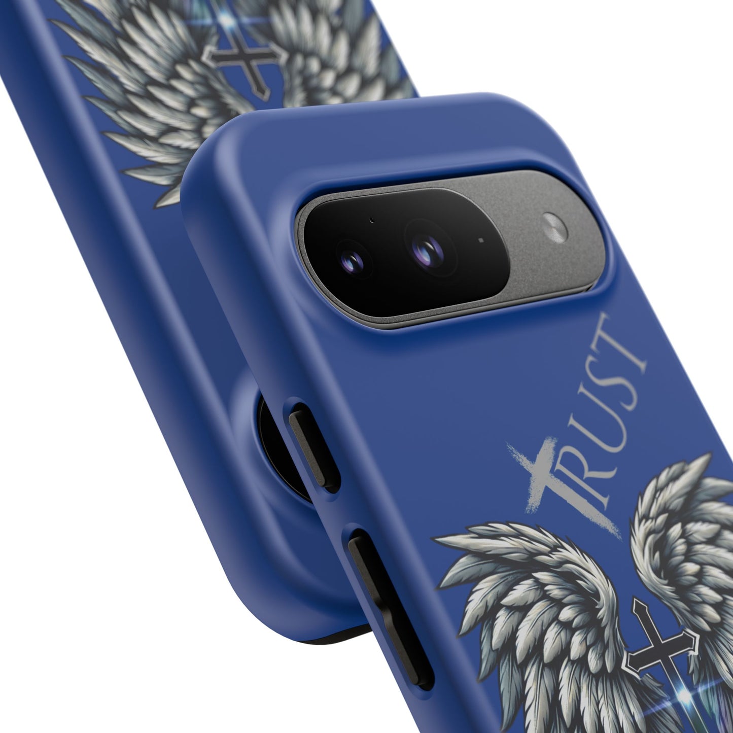 Wings Series Blue Phone Case - Trust, Psalm 91:4 Design, Inspirational Gift, Christian Accessories, Spiritual Protection, Encouragement
