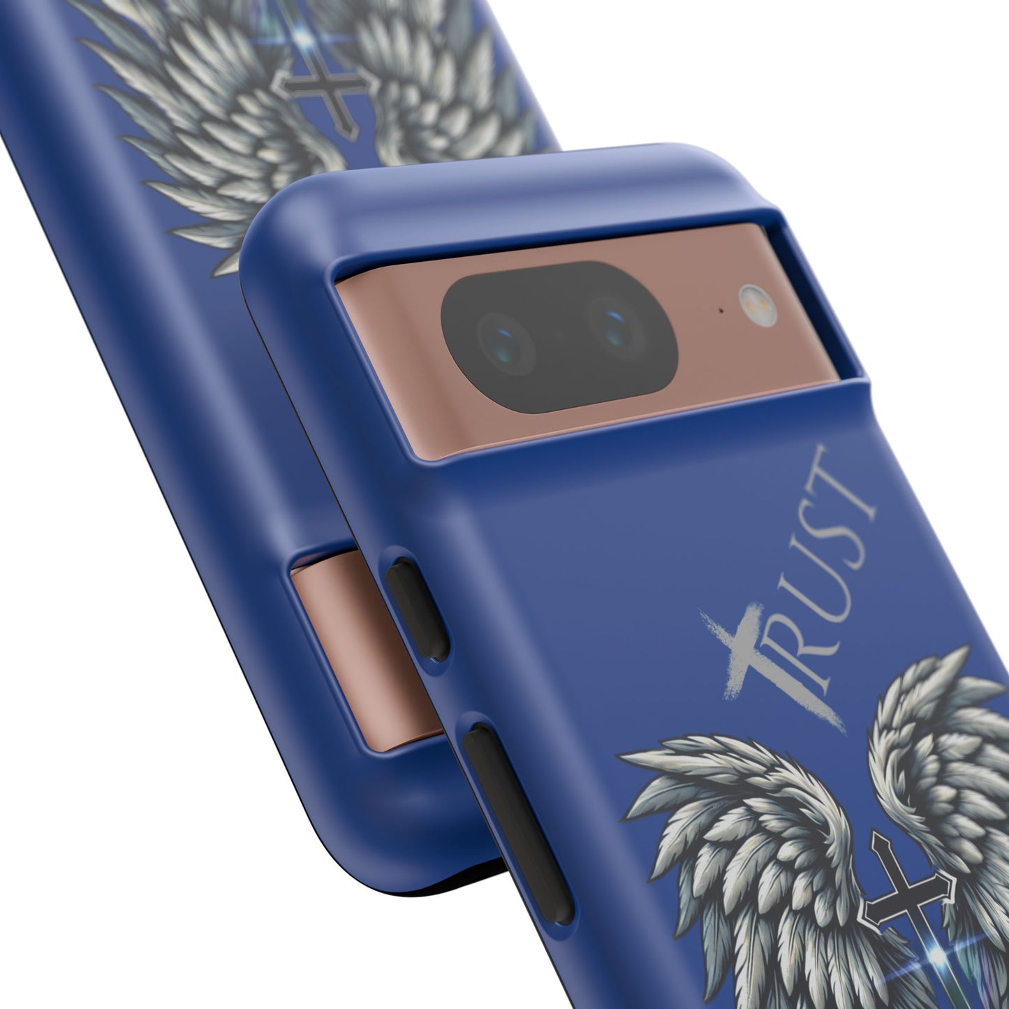 Wings Series Blue Phone Case - Trust, Psalm 91:4 Design, Inspirational Gift, Christian Accessories, Spiritual Protection, Encouragement