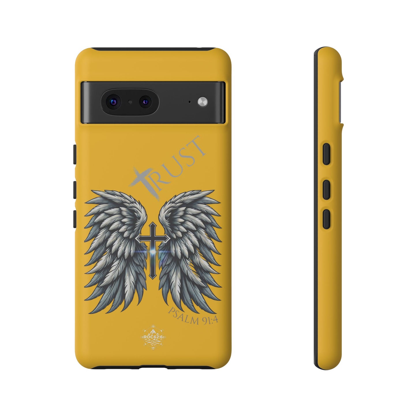 Wings Series Gold Phone Case - Trust, Psalm 91:4 Design, Inspirational Gift, Christian Accessories, Spiritual Protection, Encouragement