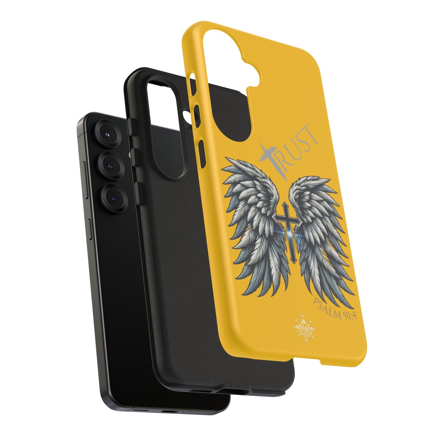 Wings Series Gold Phone Case - Trust, Psalm 91:4 Design, Inspirational Gift, Christian Accessories, Spiritual Protection, Encouragement