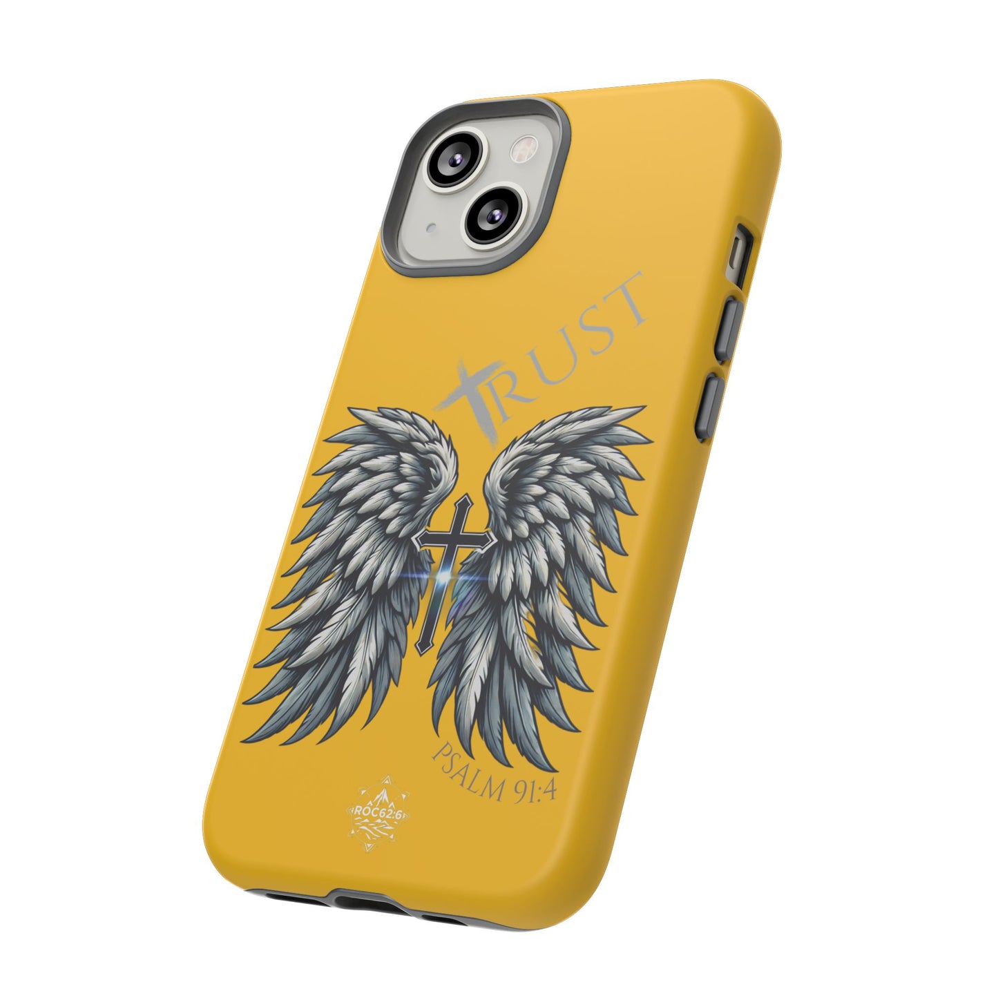 Wings Series Gold Phone Case - Trust, Psalm 91:4 Design, Inspirational Gift, Christian Accessories, Spiritual Protection, Encouragement