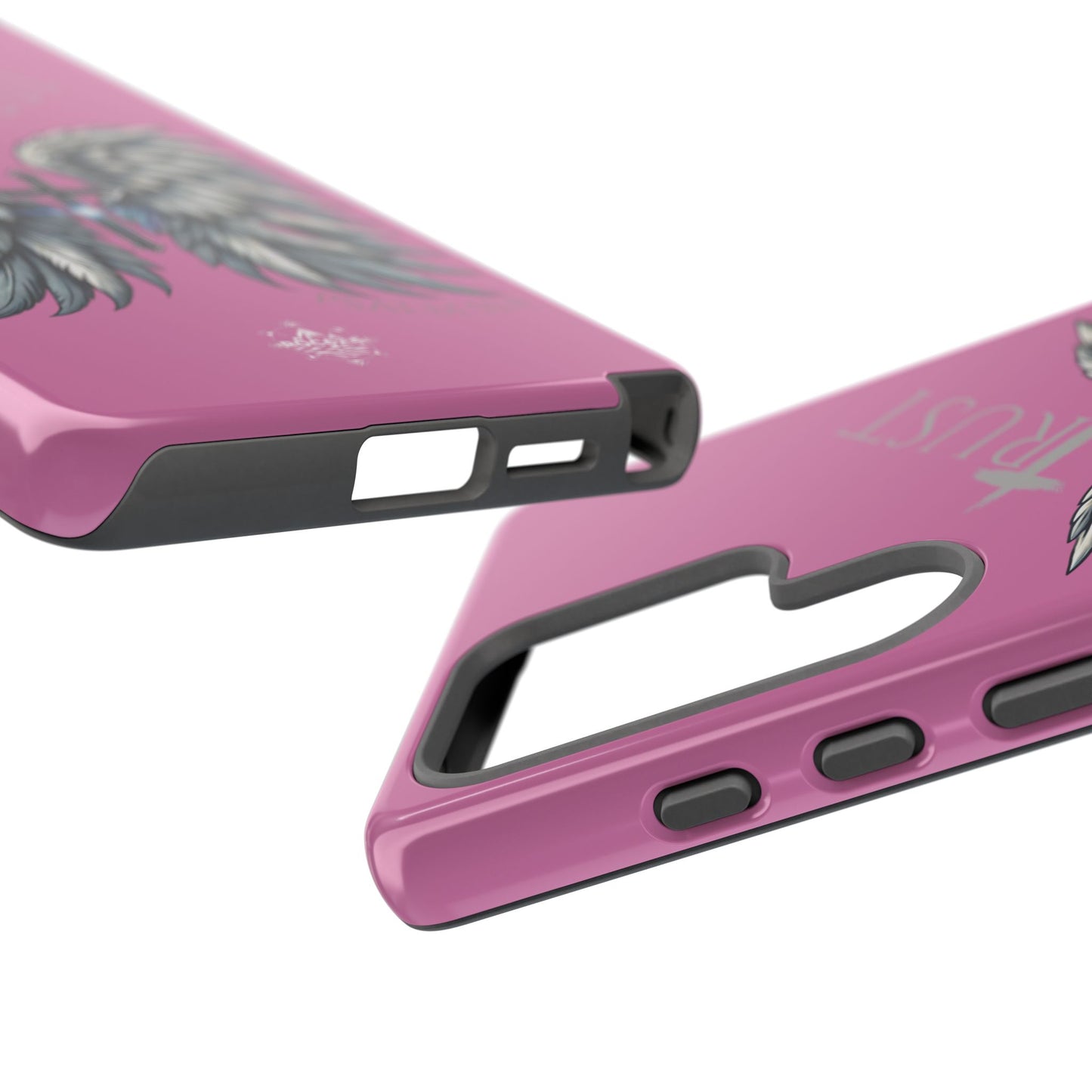 Wings Series Pink Phone Case - Trust, Psalm 91:4 Design, Inspirational Gift, Christian Accessories, Spiritual Protection, Encouragement