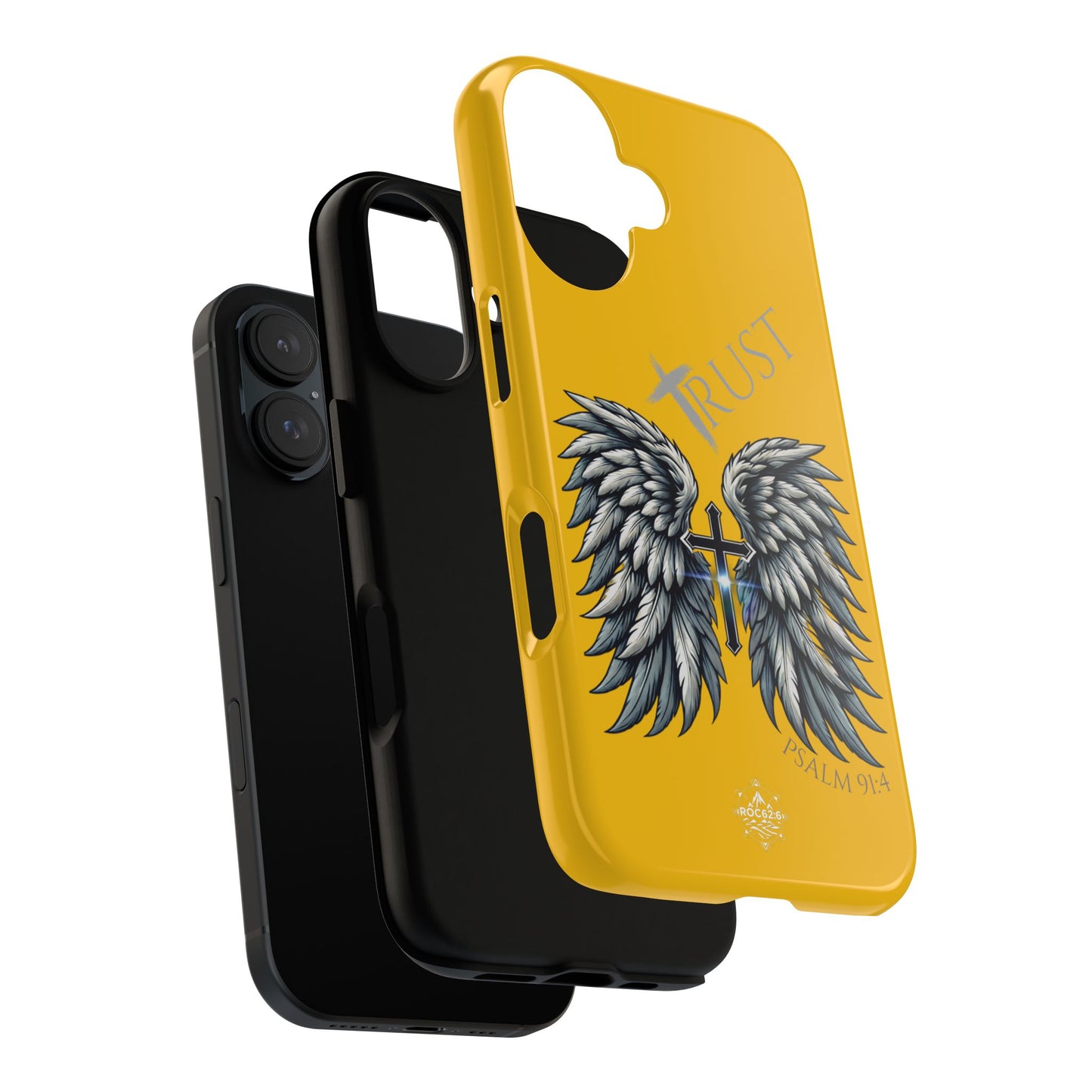 Wings Series Gold Phone Case - Trust, Psalm 91:4 Design, Inspirational Gift, Christian Accessories, Spiritual Protection, Encouragement