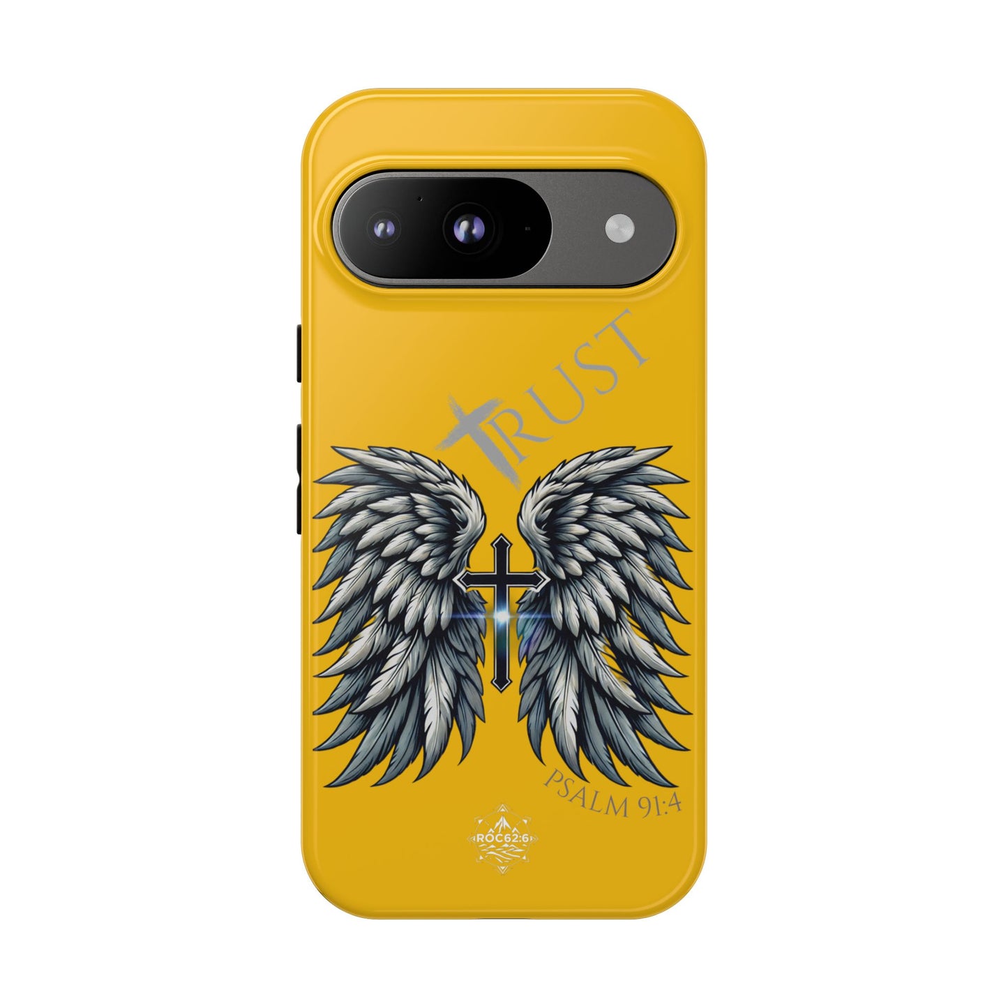 Wings Series Gold Phone Case - Trust, Psalm 91:4 Design, Inspirational Gift, Christian Accessories, Spiritual Protection, Encouragement