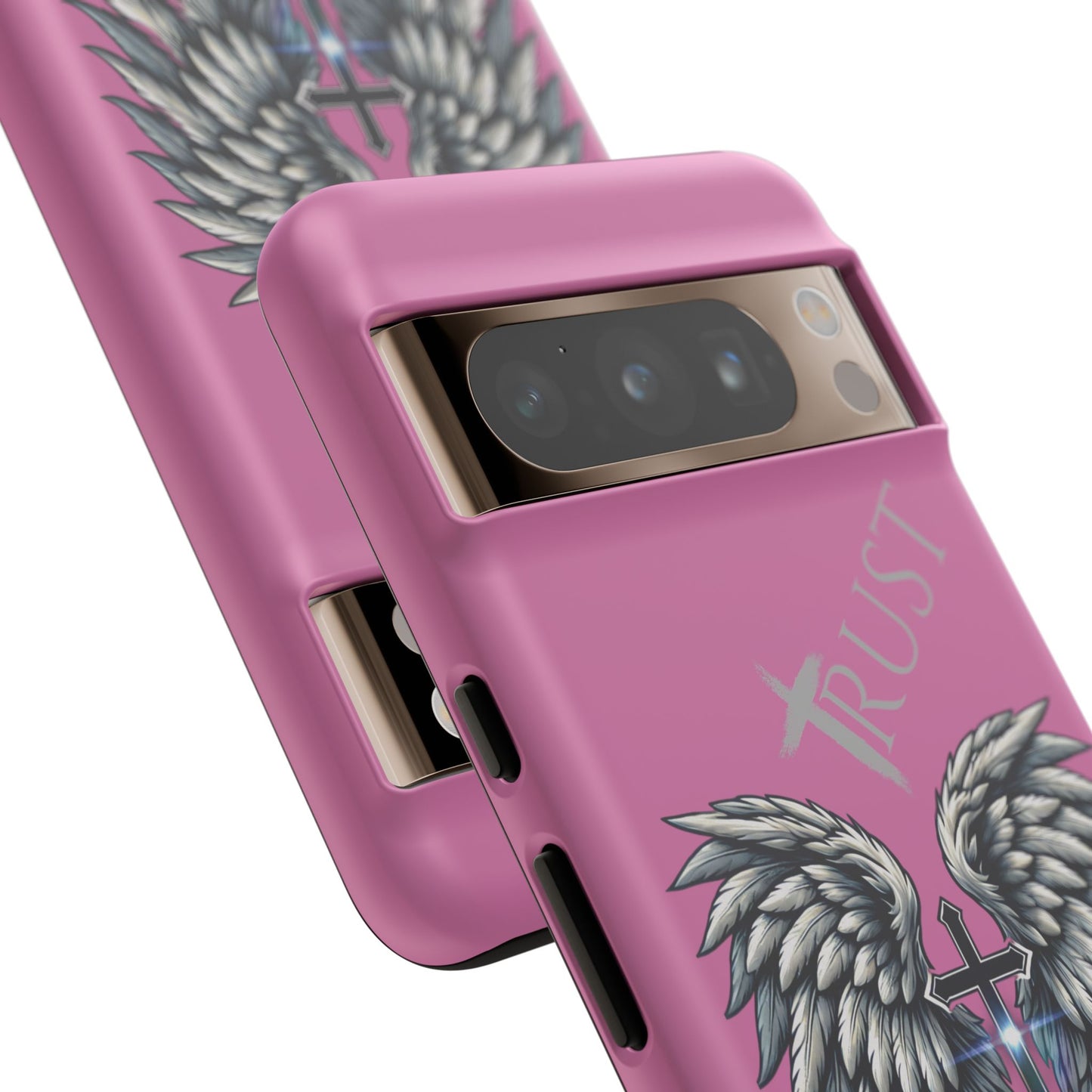 Wings Series Pink Phone Case - Trust, Psalm 91:4 Design, Inspirational Gift, Christian Accessories, Spiritual Protection, Encouragement
