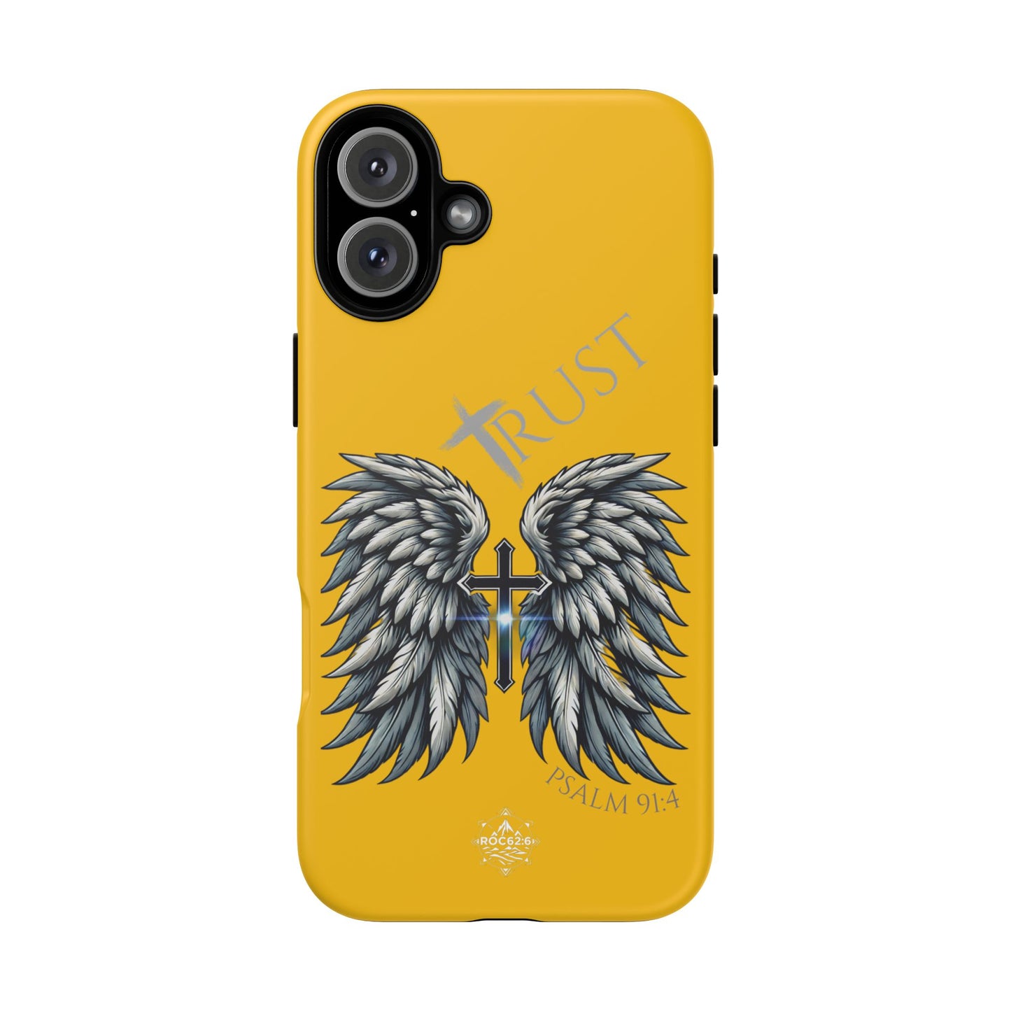 Wings Series Gold Phone Case - Trust, Psalm 91:4 Design, Inspirational Gift, Christian Accessories, Spiritual Protection, Encouragement
