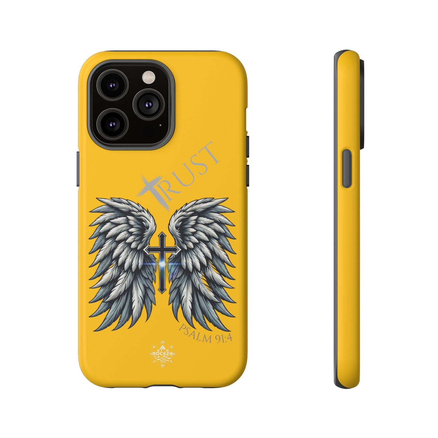 Wings Series Gold Phone Case - Trust, Psalm 91:4 Design, Inspirational Gift, Christian Accessories, Spiritual Protection, Encouragement