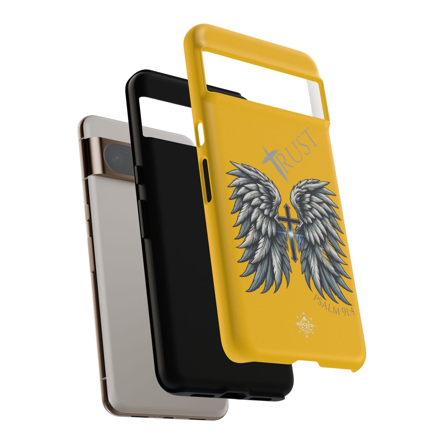 Wings Series Gold Phone Case - Trust, Psalm 91:4 Design, Inspirational Gift, Christian Accessories, Spiritual Protection, Encouragement