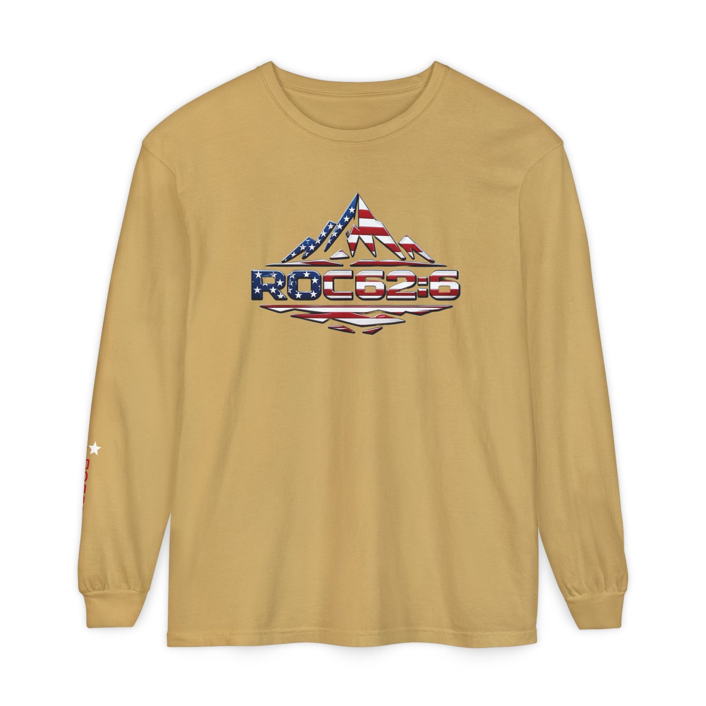 American Flag Mountain ROC626 Long Sleeve Shirt | Patriotic Outdoor Tee