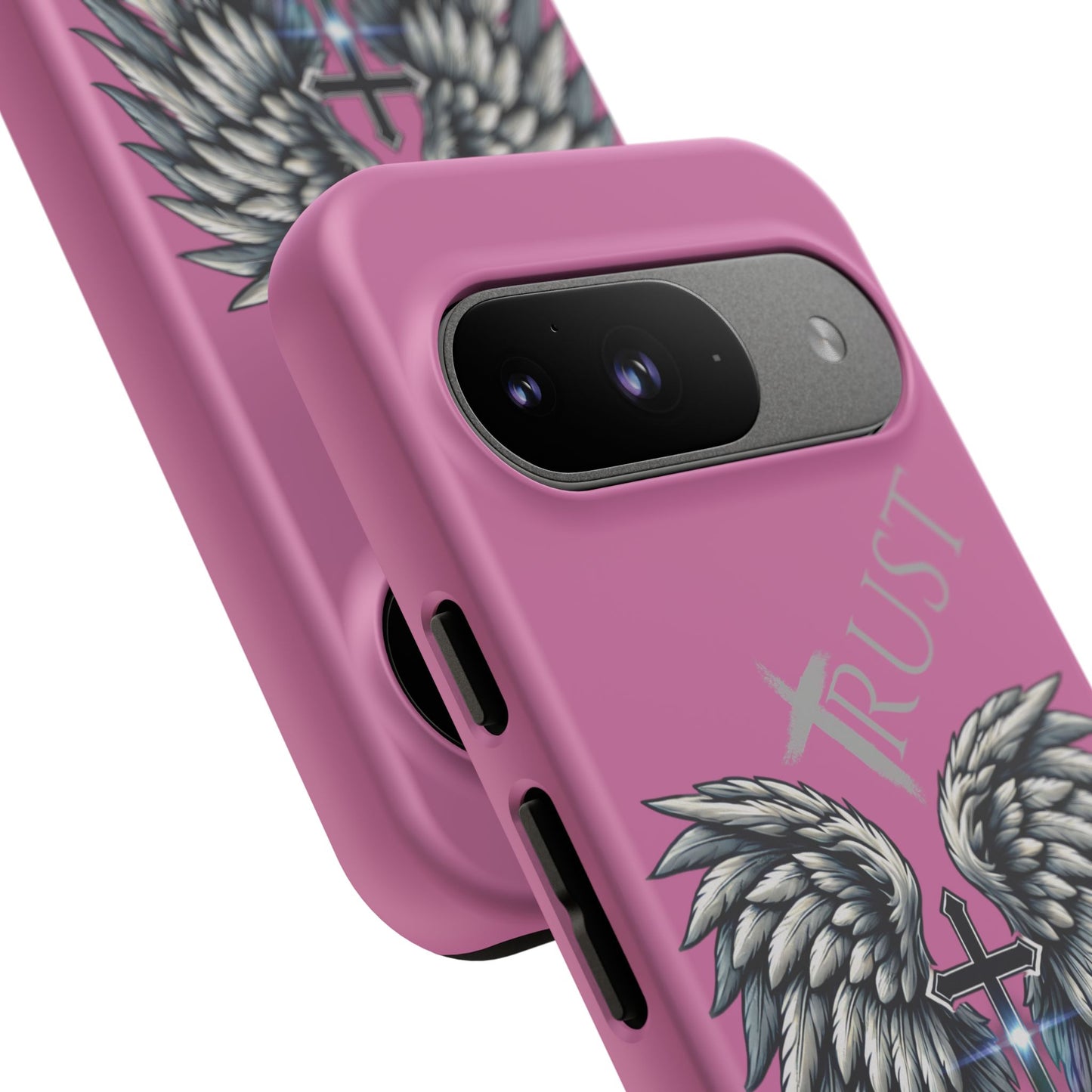 Wings Series Pink Phone Case - Trust, Psalm 91:4 Design, Inspirational Gift, Christian Accessories, Spiritual Protection, Encouragement
