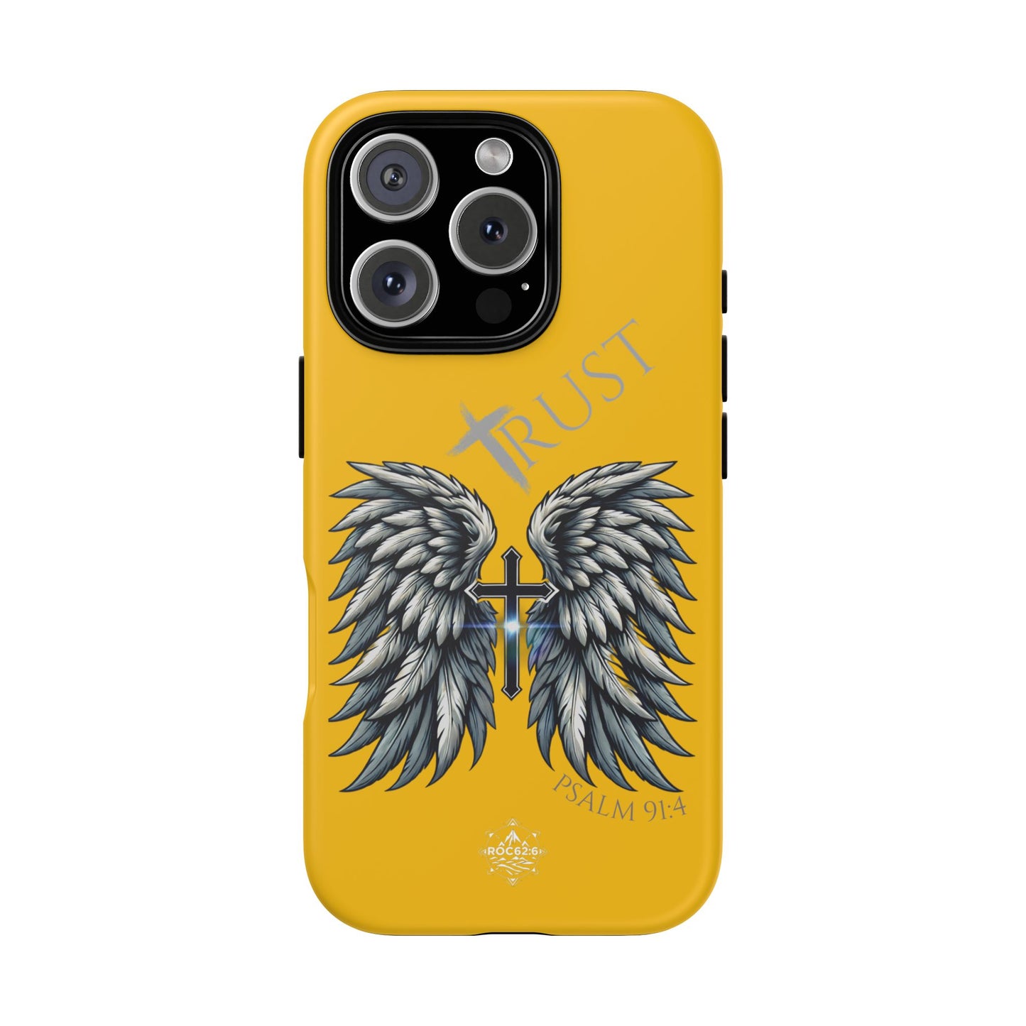 Wings Series Gold Phone Case - Trust, Psalm 91:4 Design, Inspirational Gift, Christian Accessories, Spiritual Protection, Encouragement