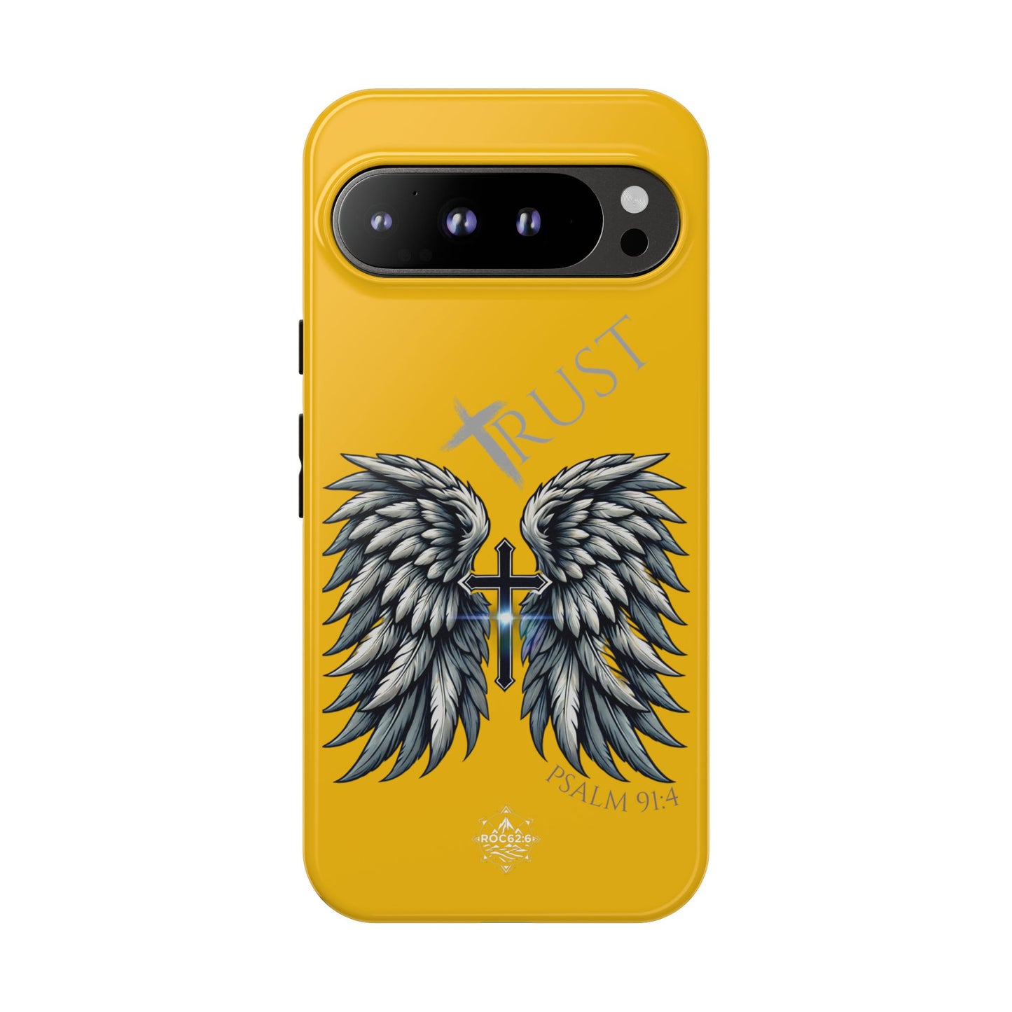 Wings Series Gold Phone Case - Trust, Psalm 91:4 Design, Inspirational Gift, Christian Accessories, Spiritual Protection, Encouragement