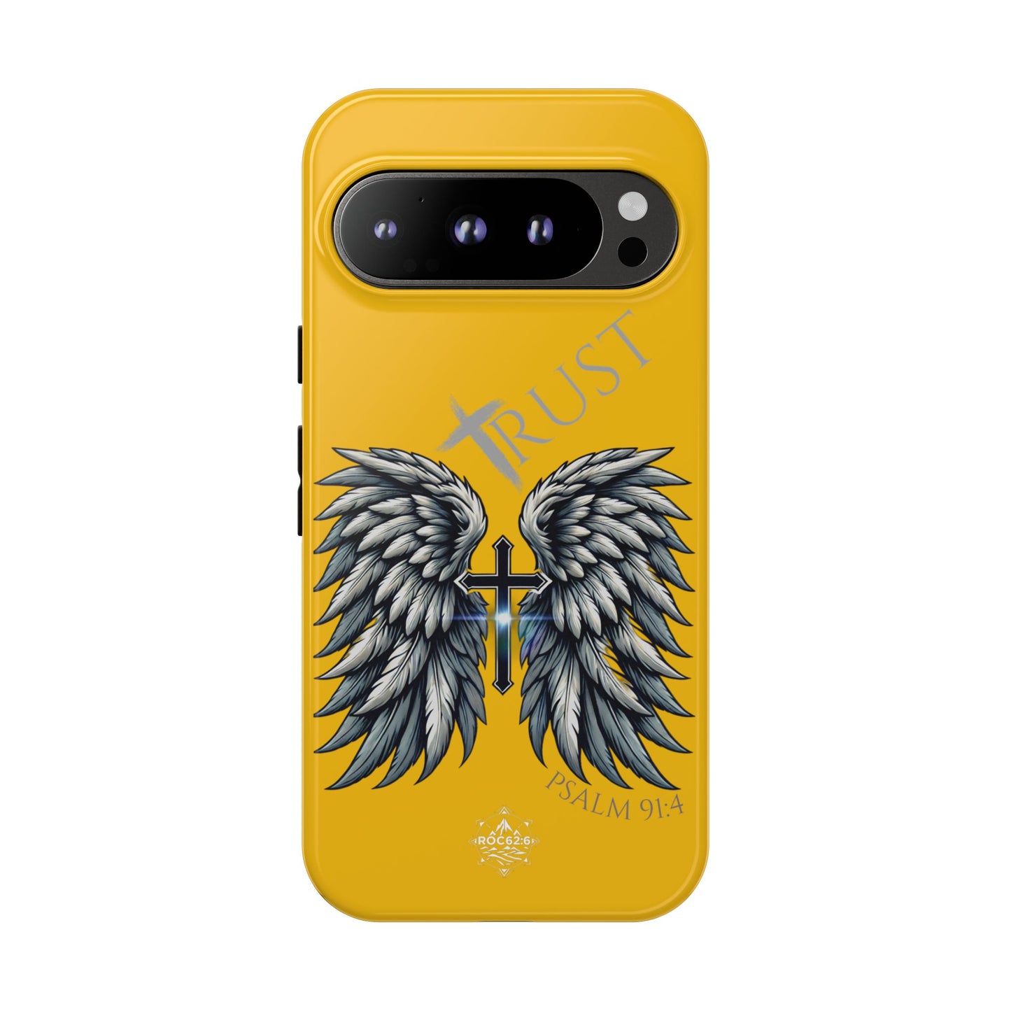 Wings Series Gold Phone Case - Trust, Psalm 91:4 Design, Inspirational Gift, Christian Accessories, Spiritual Protection, Encouragement