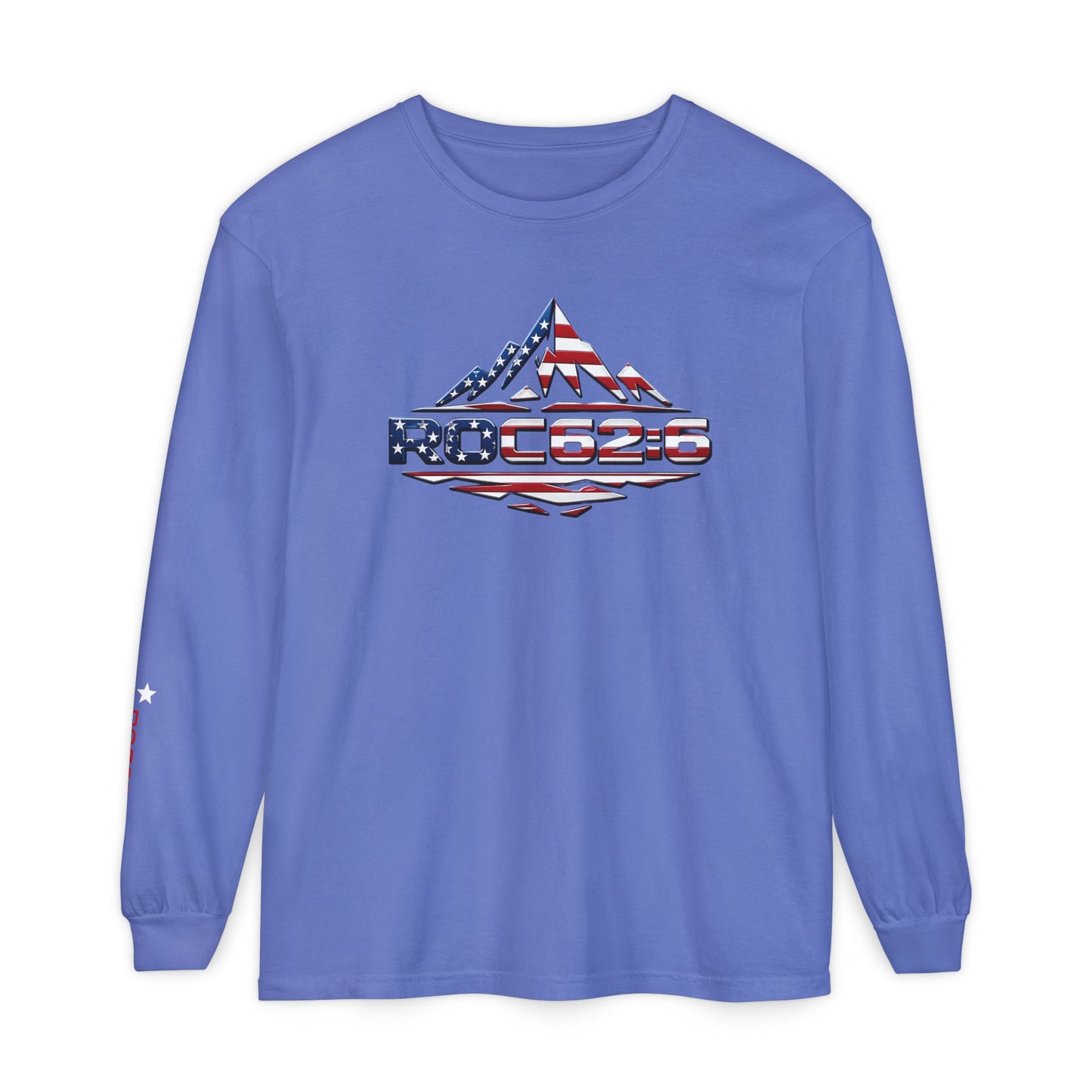 American Flag Mountain ROC626 Long Sleeve Shirt | Patriotic Outdoor Tee