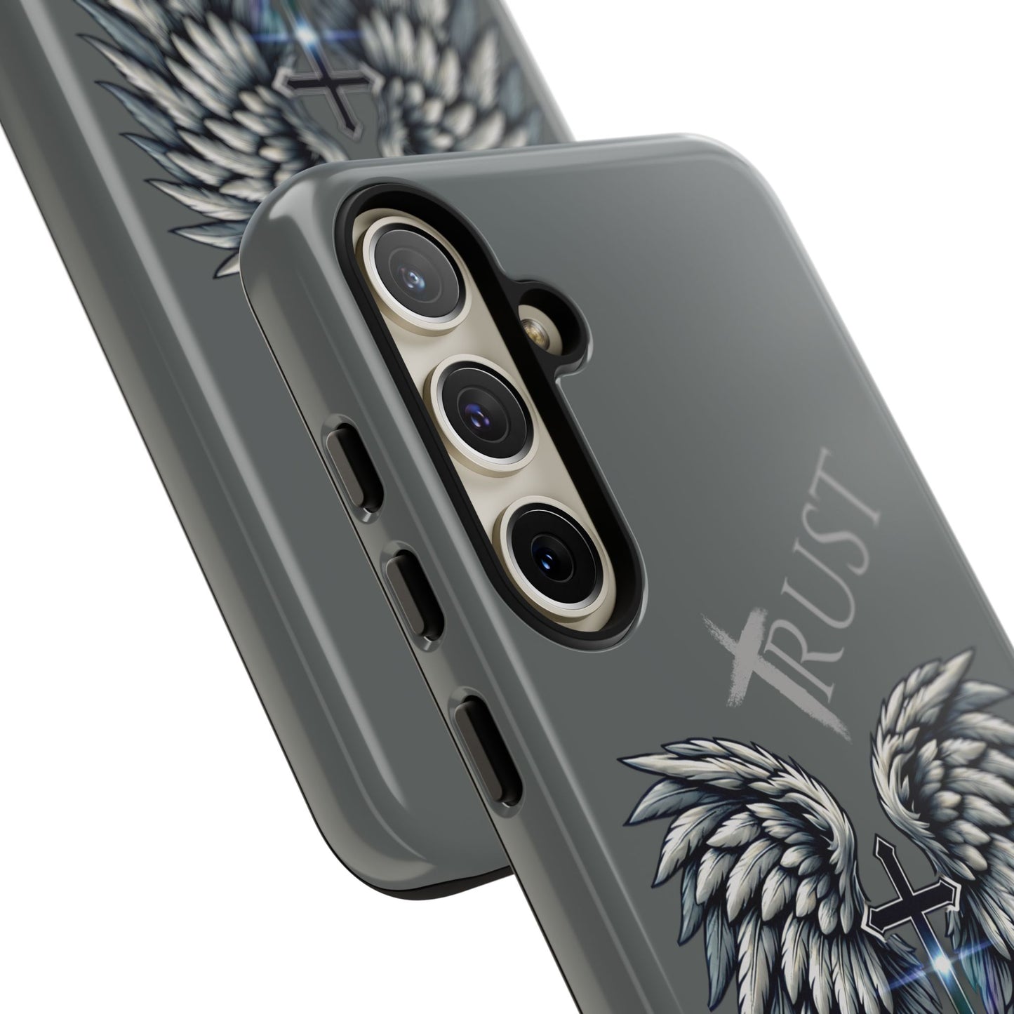 Wings Series Dark Grey Phone Case - Trust, Psalm 91:4 Design, Inspirational Gift, Christian Accessories, Spiritual Protection, Encouragement