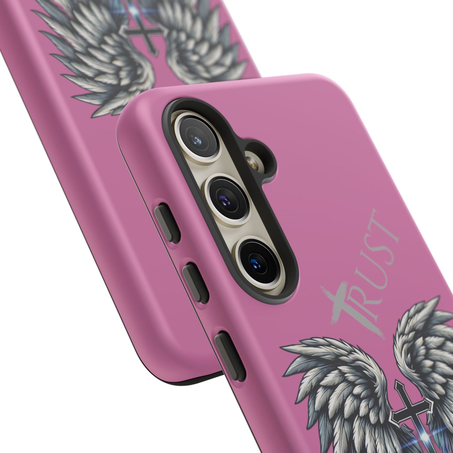 Wings Series Pink Phone Case - Trust, Psalm 91:4 Design, Inspirational Gift, Christian Accessories, Spiritual Protection, Encouragement