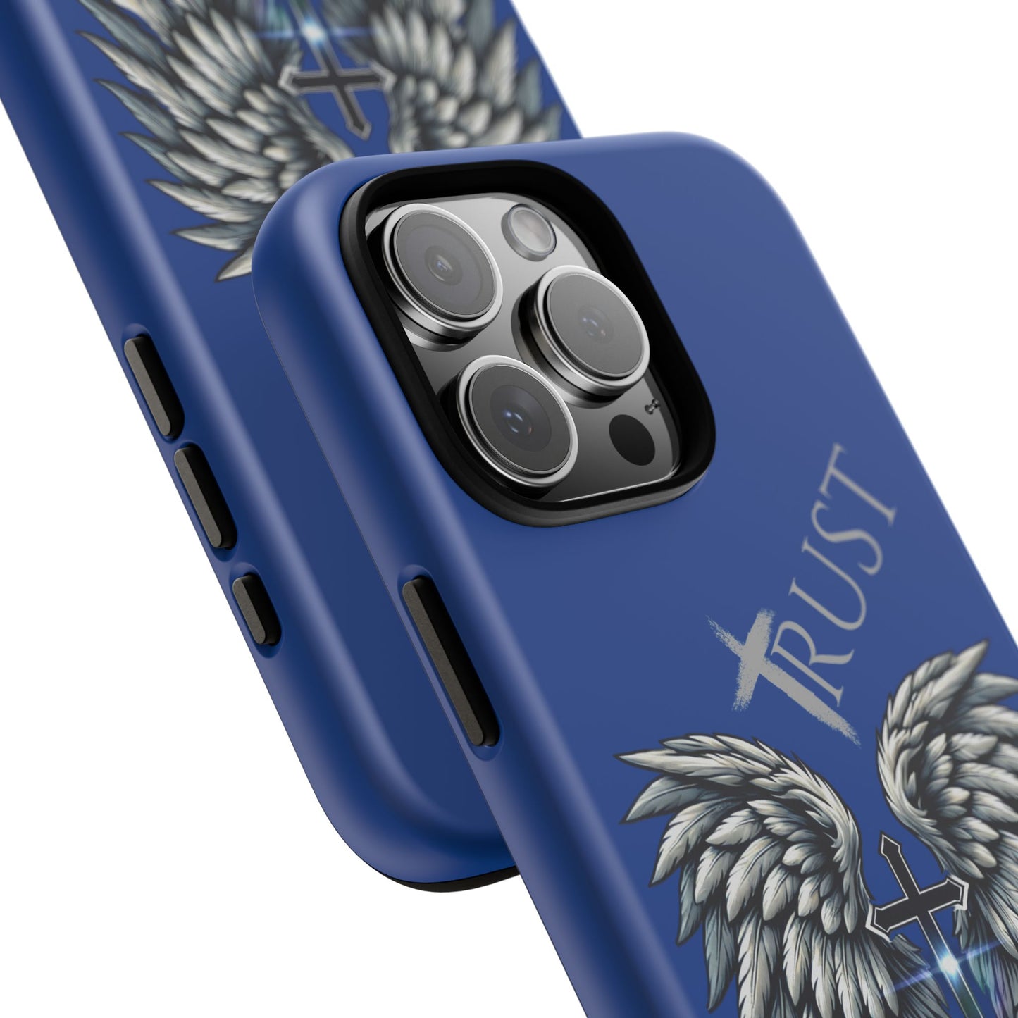 Wings Series Blue Phone Case - Trust, Psalm 91:4 Design, Inspirational Gift, Christian Accessories, Spiritual Protection, Encouragement