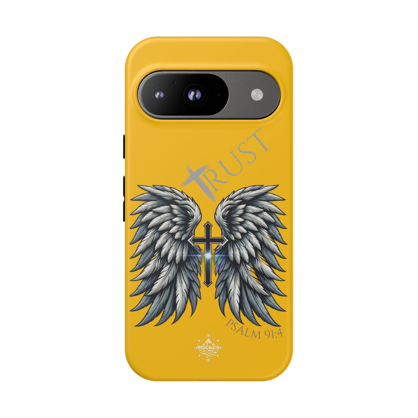 Wings Series Gold Phone Case - Trust, Psalm 91:4 Design, Inspirational Gift, Christian Accessories, Spiritual Protection, Encouragement