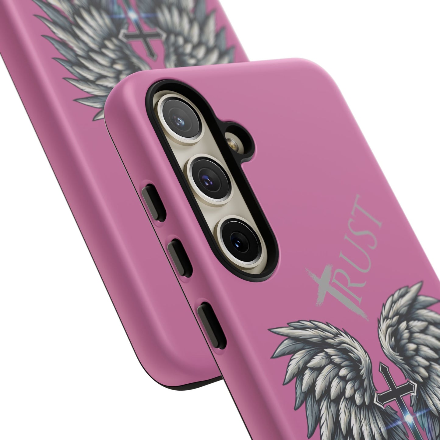 Wings Series Pink Phone Case - Trust, Psalm 91:4 Design, Inspirational Gift, Christian Accessories, Spiritual Protection, Encouragement