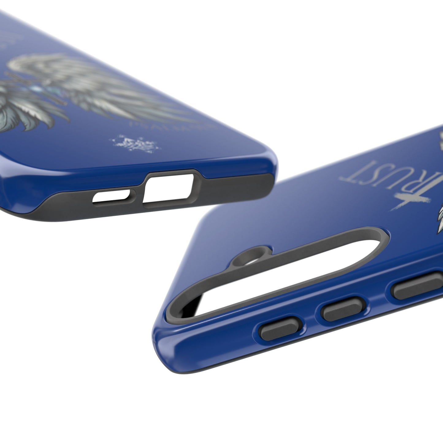 Wings Series Blue Phone Case - Trust, Psalm 91:4 Design, Inspirational Gift, Christian Accessories, Spiritual Protection, Encouragement