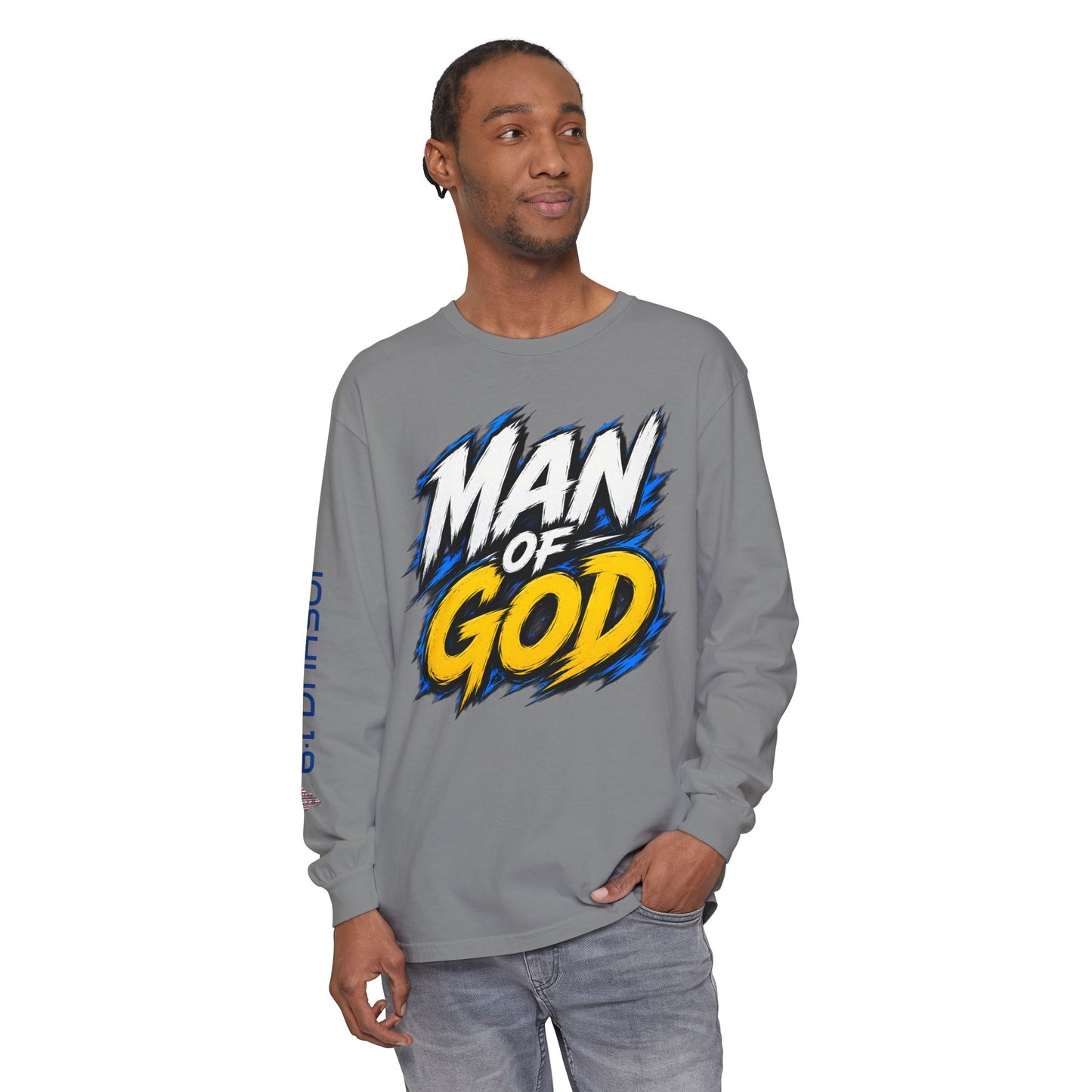 Man of God Graphic Long Sleeve Shirt | Christian Faith Message