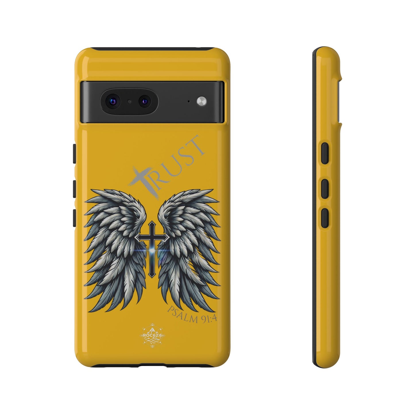 Wings Series Gold Phone Case - Trust, Psalm 91:4 Design, Inspirational Gift, Christian Accessories, Spiritual Protection, Encouragement