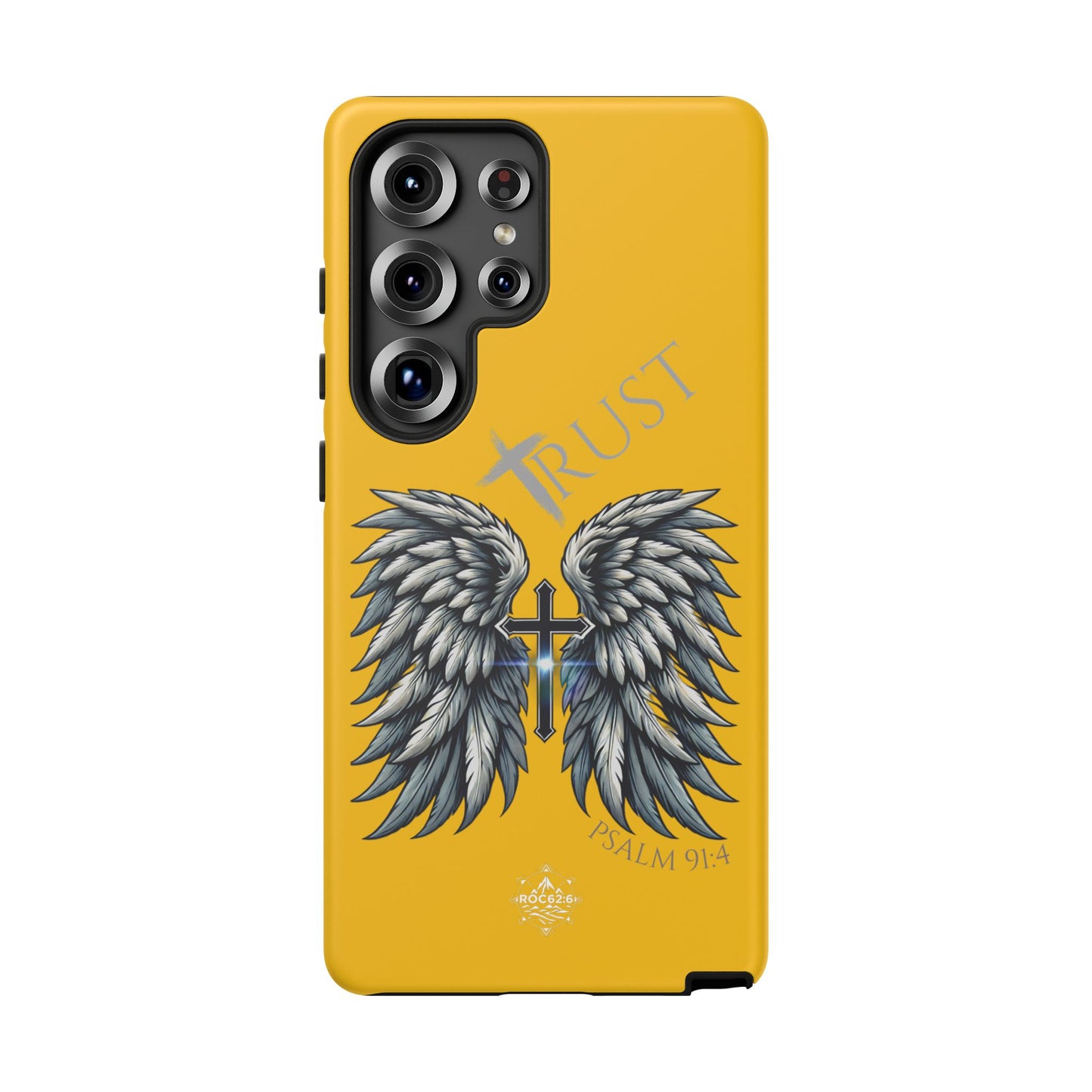 Wings Series Gold Phone Case - Trust, Psalm 91:4 Design, Inspirational Gift, Christian Accessories, Spiritual Protection, Encouragement